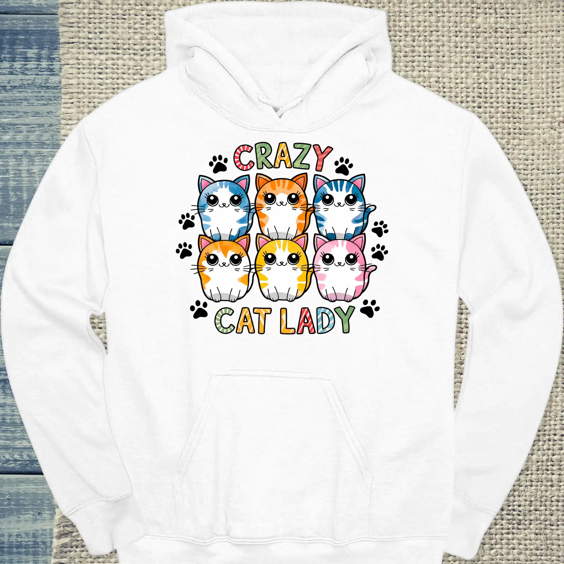 Hoodie - Für die Crazy Cat Lady - Unisex - Kaffee, Cat Lady Weiß