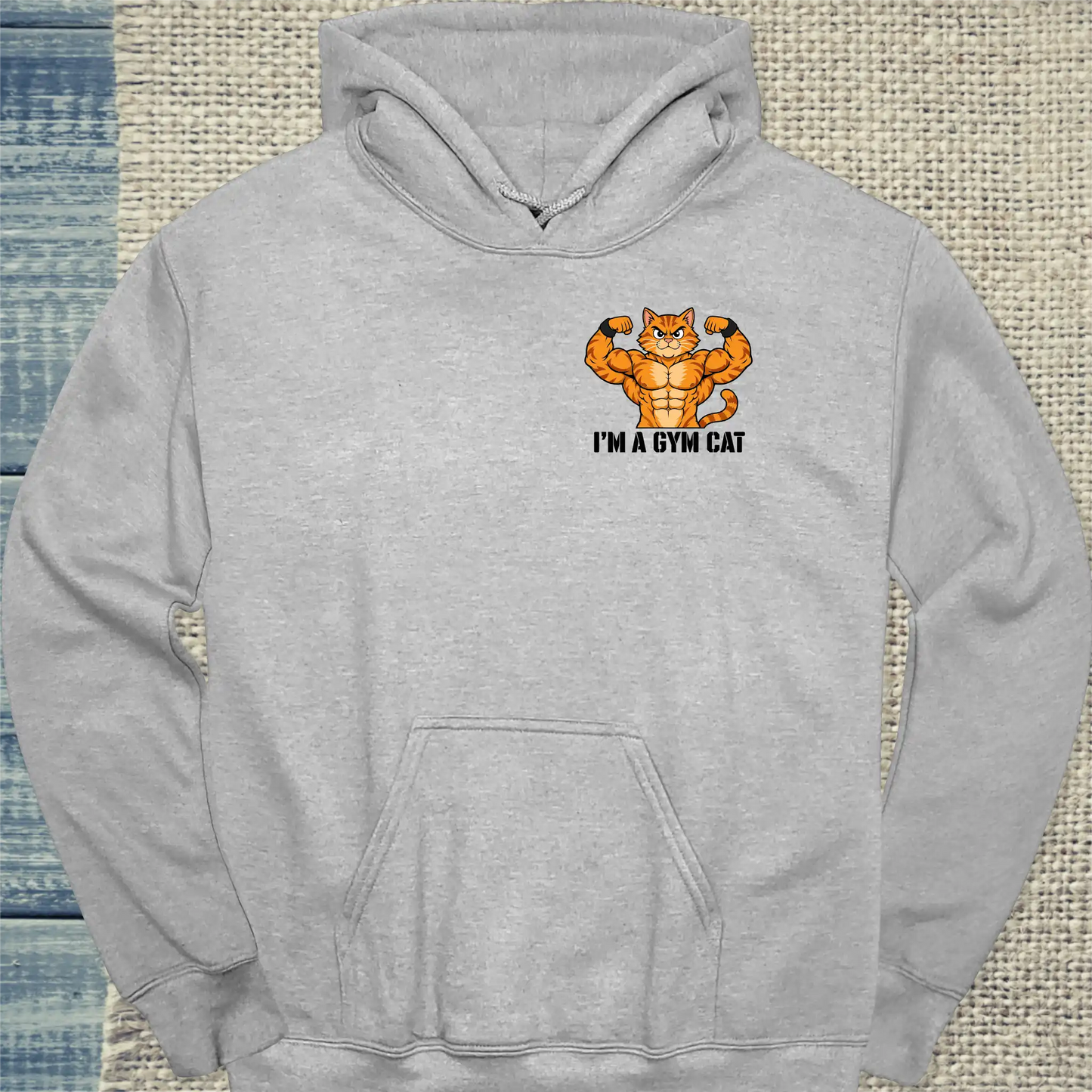 Hoodie - Gym Cat - Unisex - Katze, Cat Guy Grau