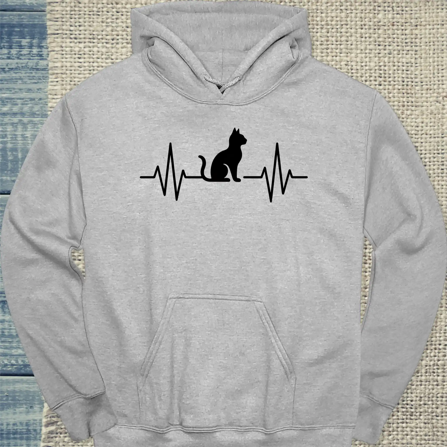 Hoodie - Herzschlag für Katzen - Unisex - Katze Grau