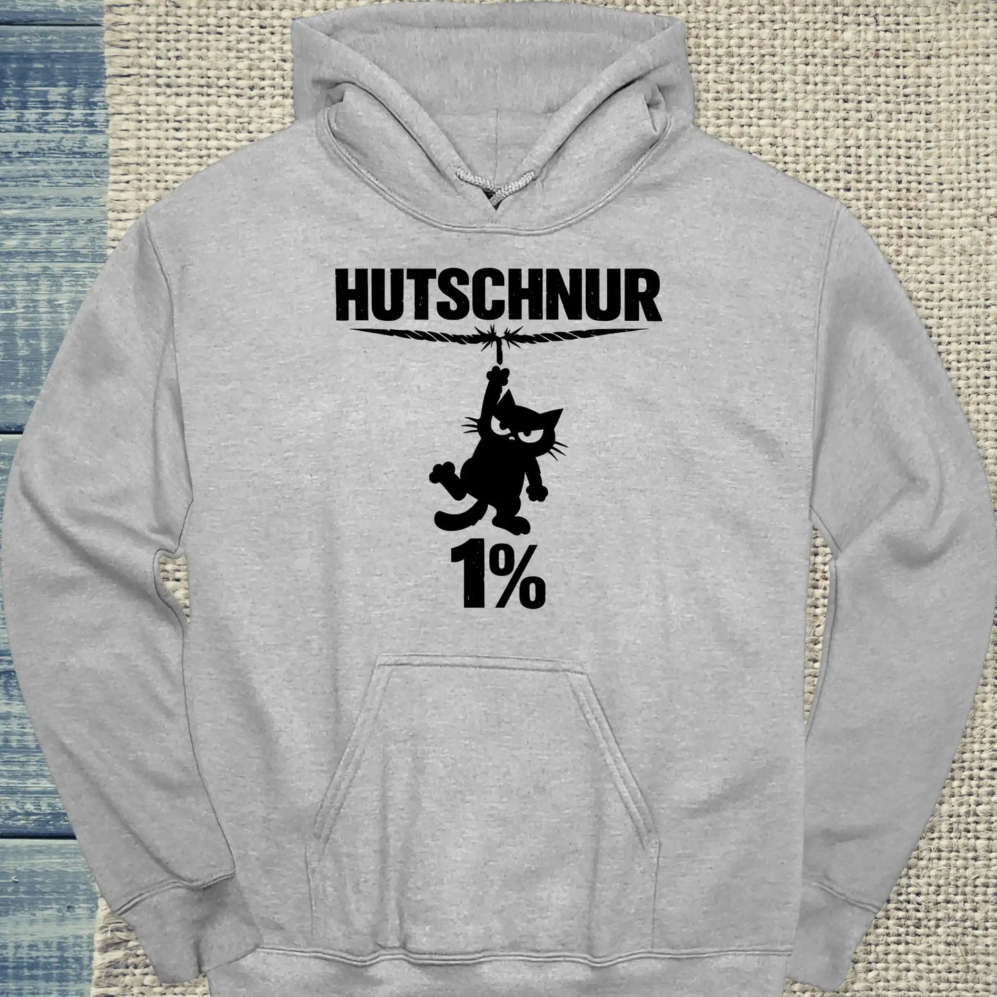 Hoodie - Hutschur 1% - Unisex - Katze Grau