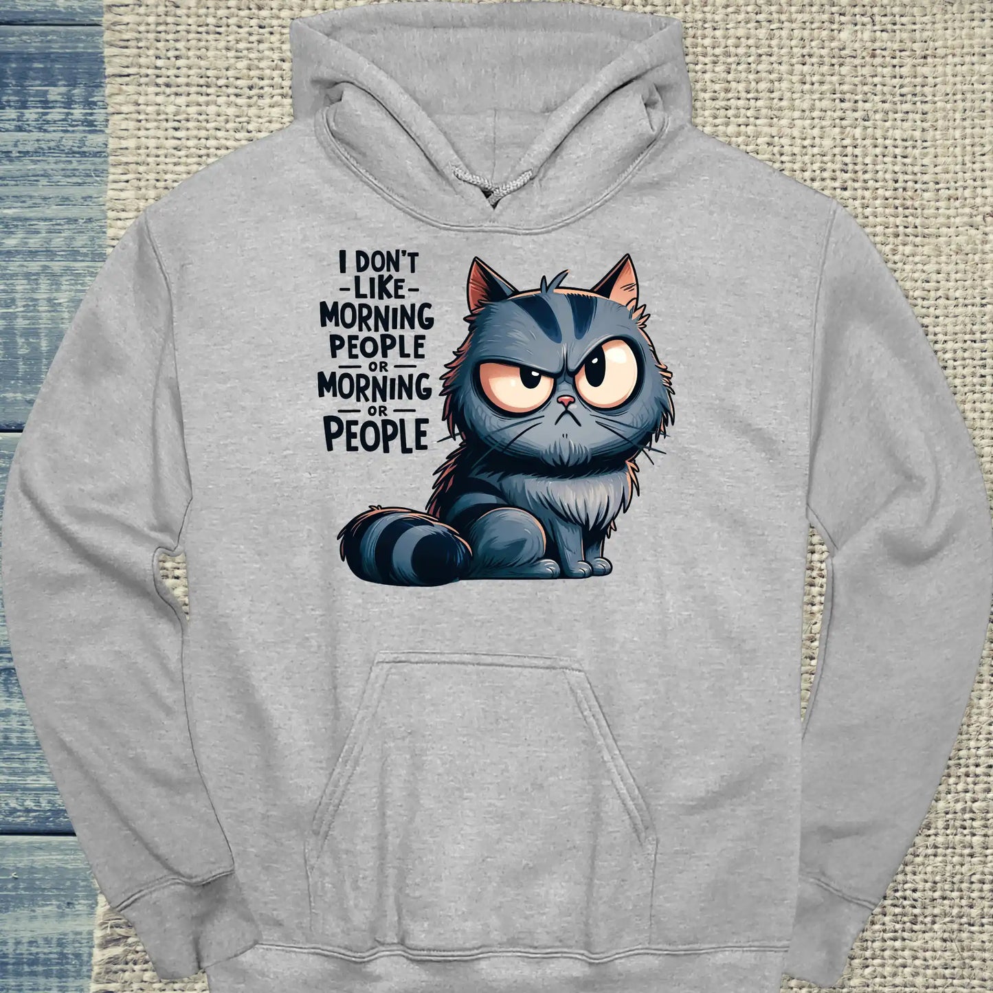 Hoodie - I dont like Morning People - Unisex - Katze Grau