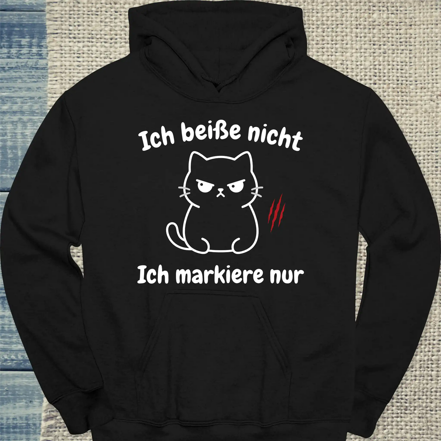Hoodie - Ich beiße nicht - Unisex - Katze Schwarz