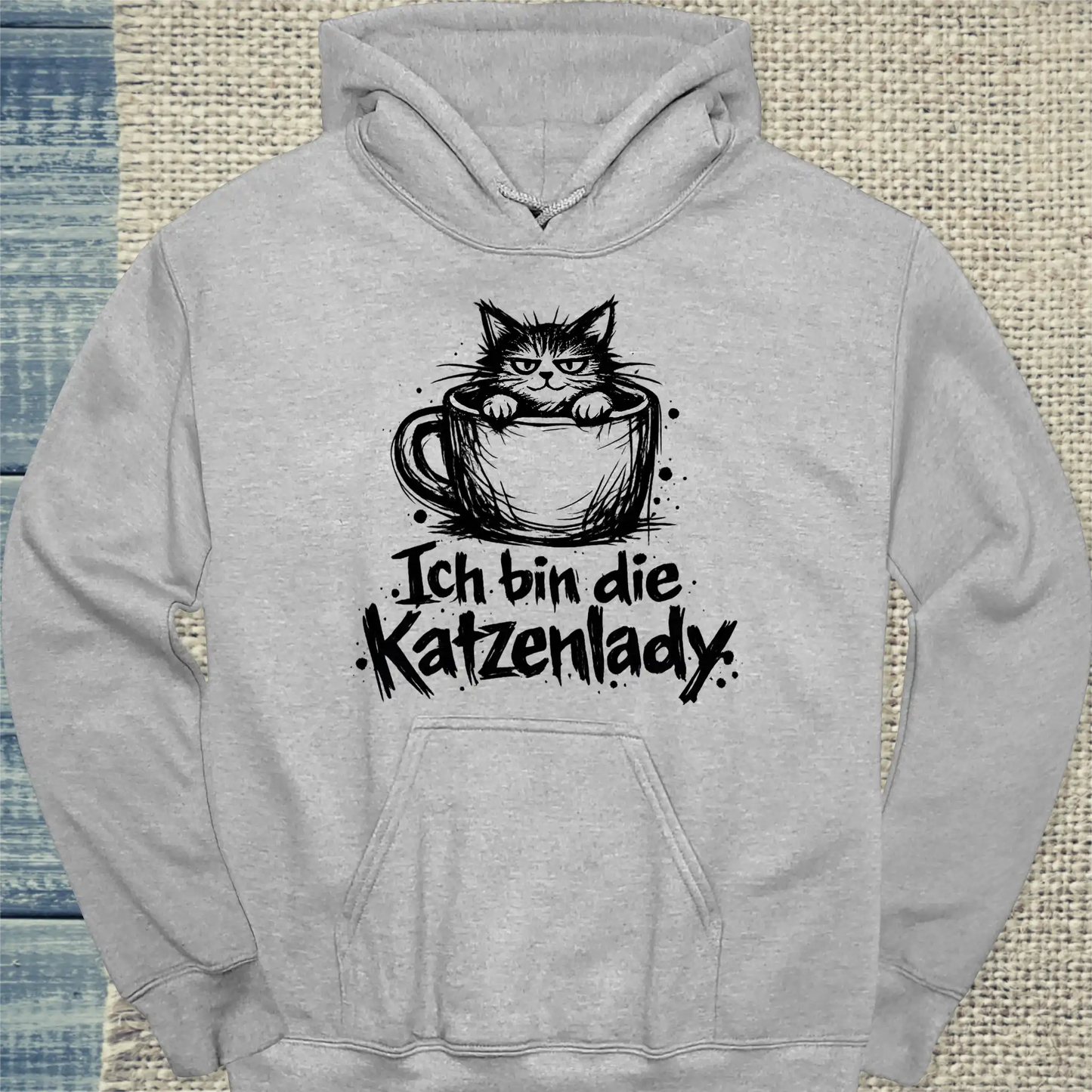 Hoodie - Ich bin die Katzenlady - Unisex - Katze Grau