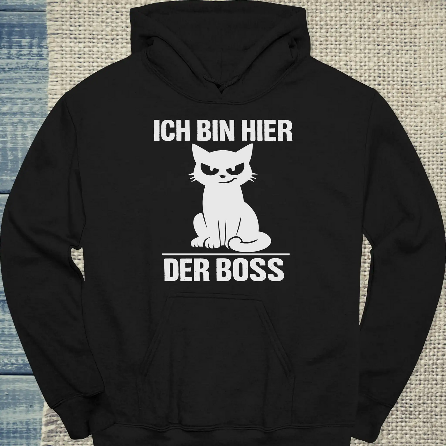 Hoodie - Ich bin hier der Boss - Unisex - Katze Schwarz