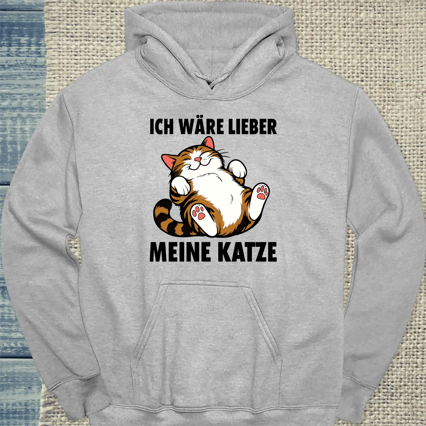 Hoodie - Ich wäre lieber meine Katze - Unisex - Katze Grau