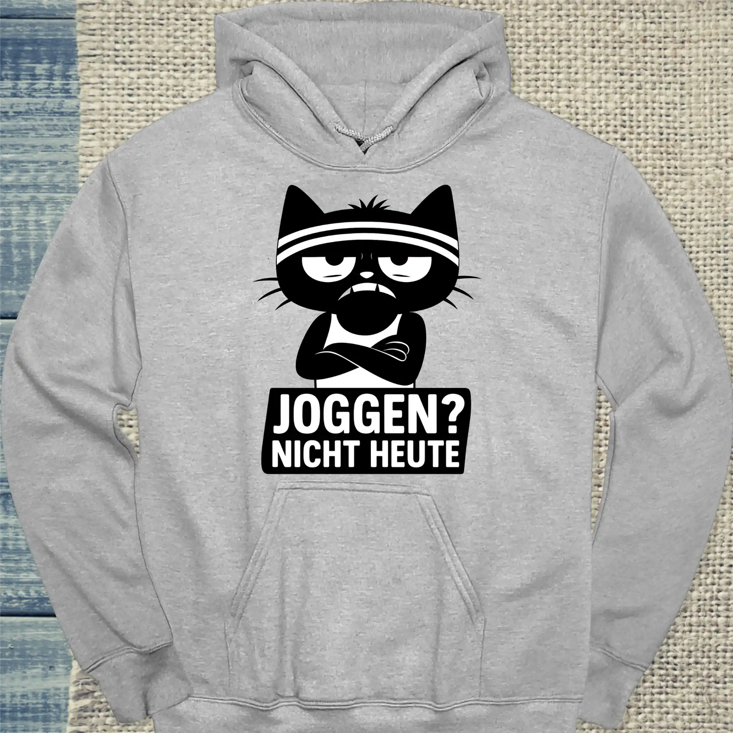 Hoodie - Joggen? Nicht Heute - Unisex - Katze, Nicht Heute Grau
