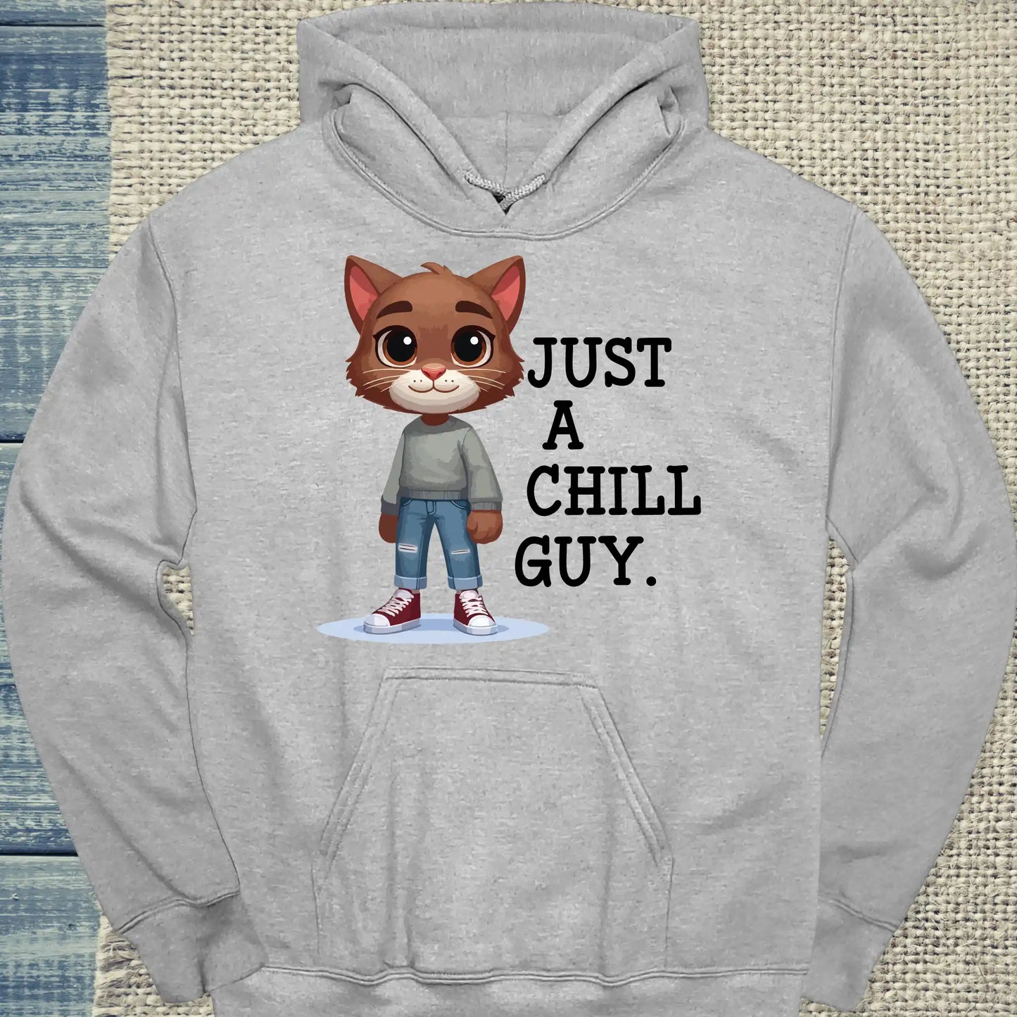 Hoodie - Just a chill guy - Unisex - Katze, Cat Guy Grau