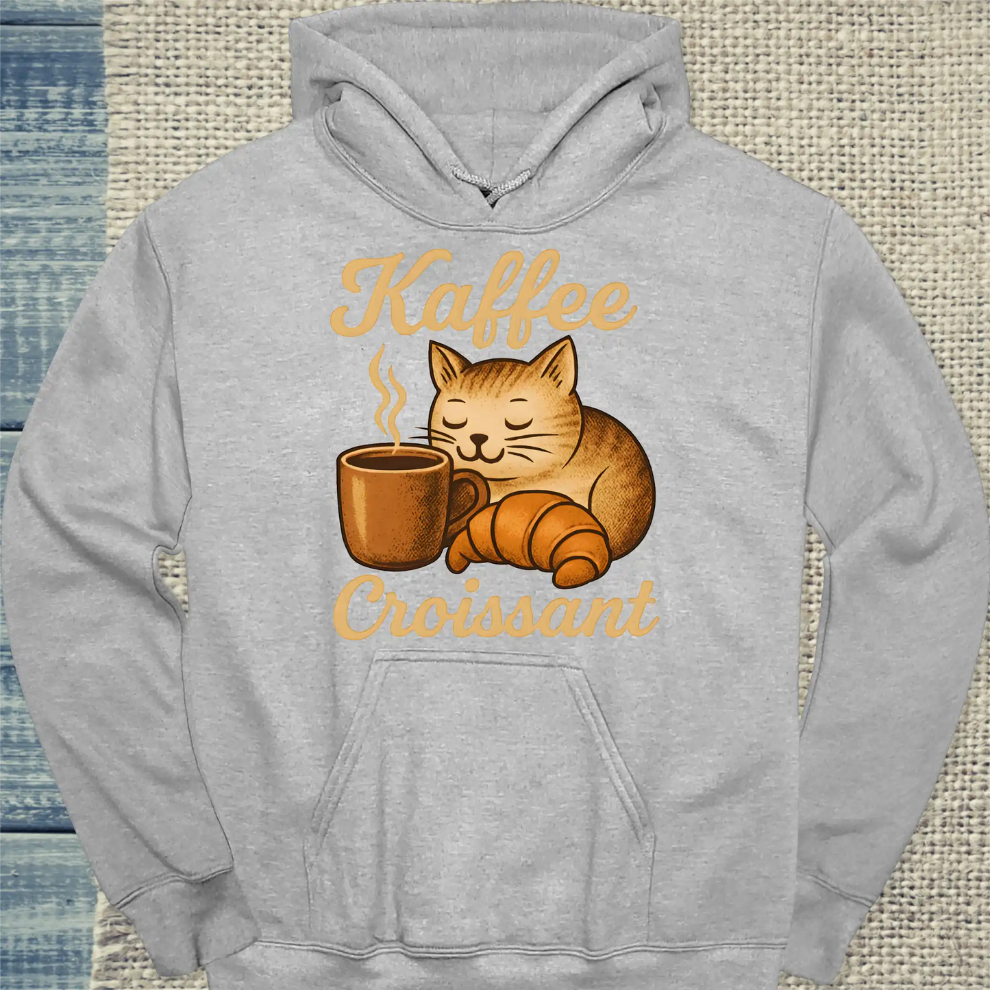 Hoodie - Kaffee Croissant - Unisex - Katze, Kaffee Grau