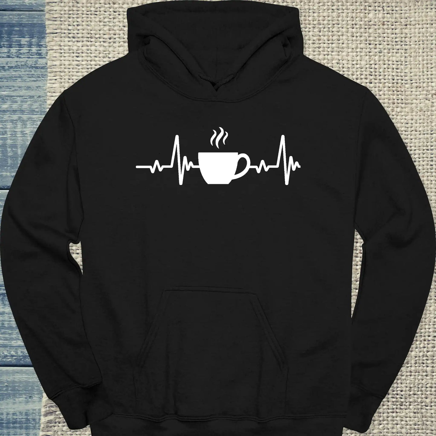 Hoodie - Kaffee Herzschlag - Unisex - Kaffee Schwarz