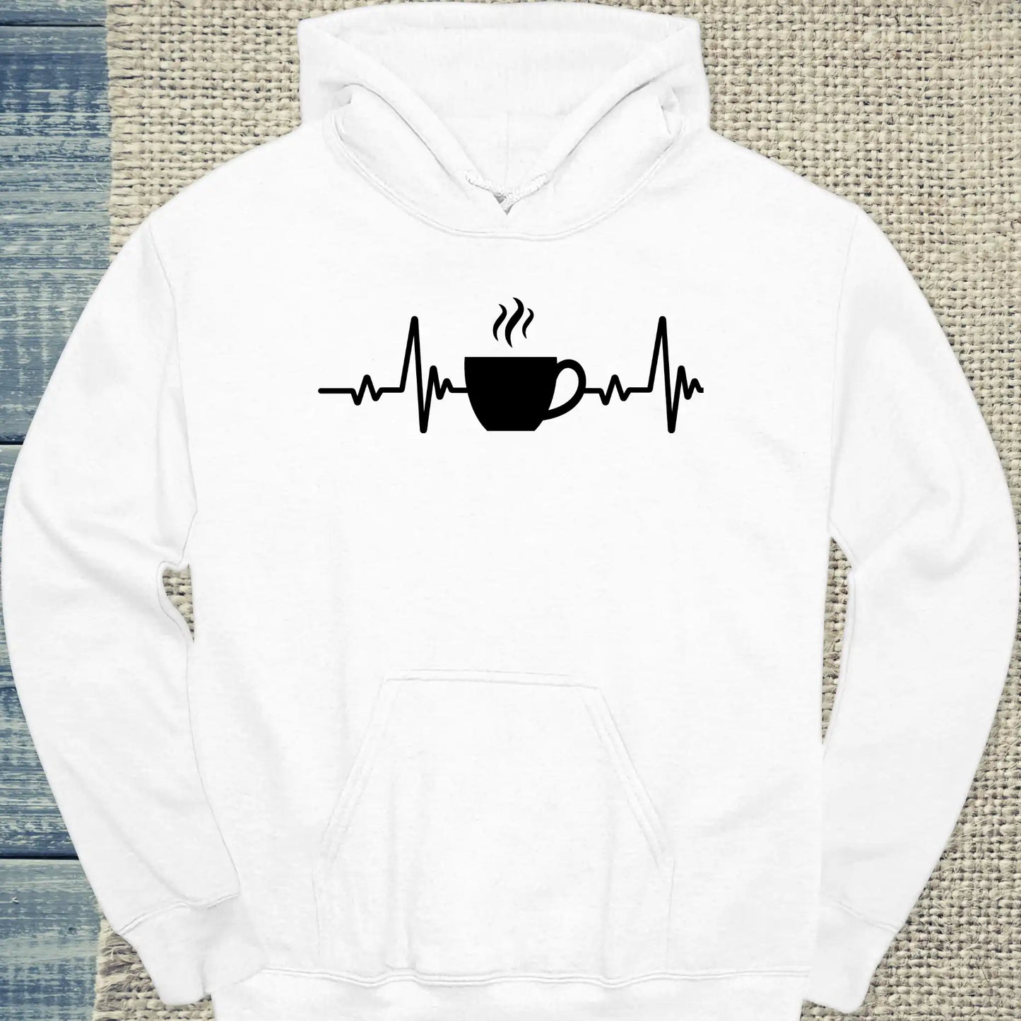 Hoodie - Kaffee Herzschlag - Unisex - Kaffee Weiß