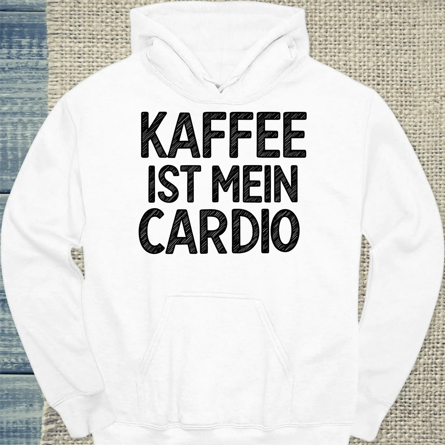 Hoodie - Kaffee ist mein Cardio - Unisex - Kaffee, Black Edition Weiß