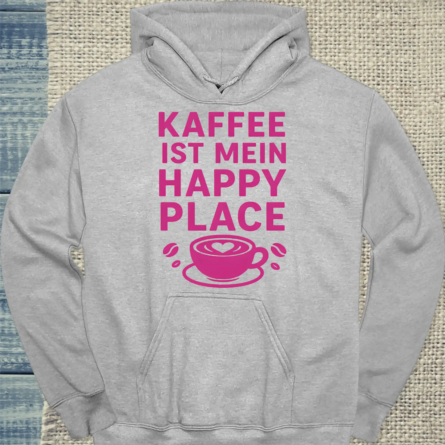 Hoodie - Kaffee ist mein Happy Place - Unisex - Kaffee Grau