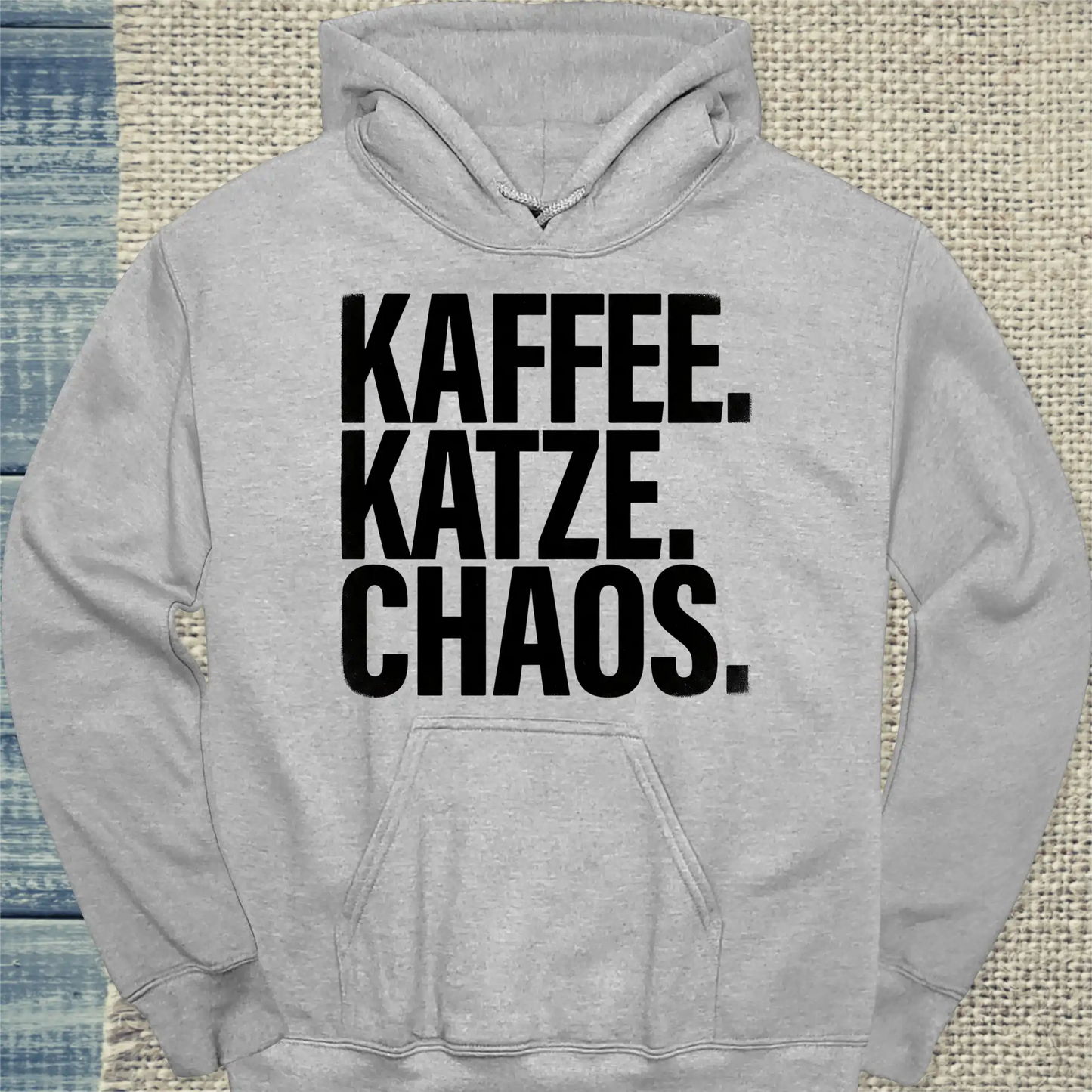 Hoodie - Kaffee. Katze. Chaos. - Unisex - Katze & Kaffee, Black Edition Grau