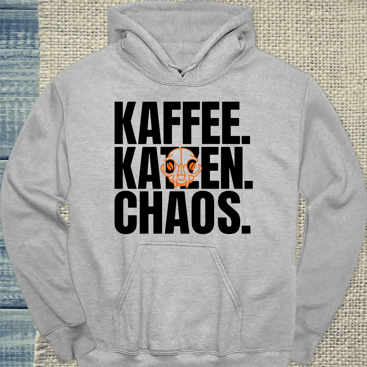 Hoodie - Kaffee. Katzen. Chaos - Unisex - Katze & Kaffee Grau