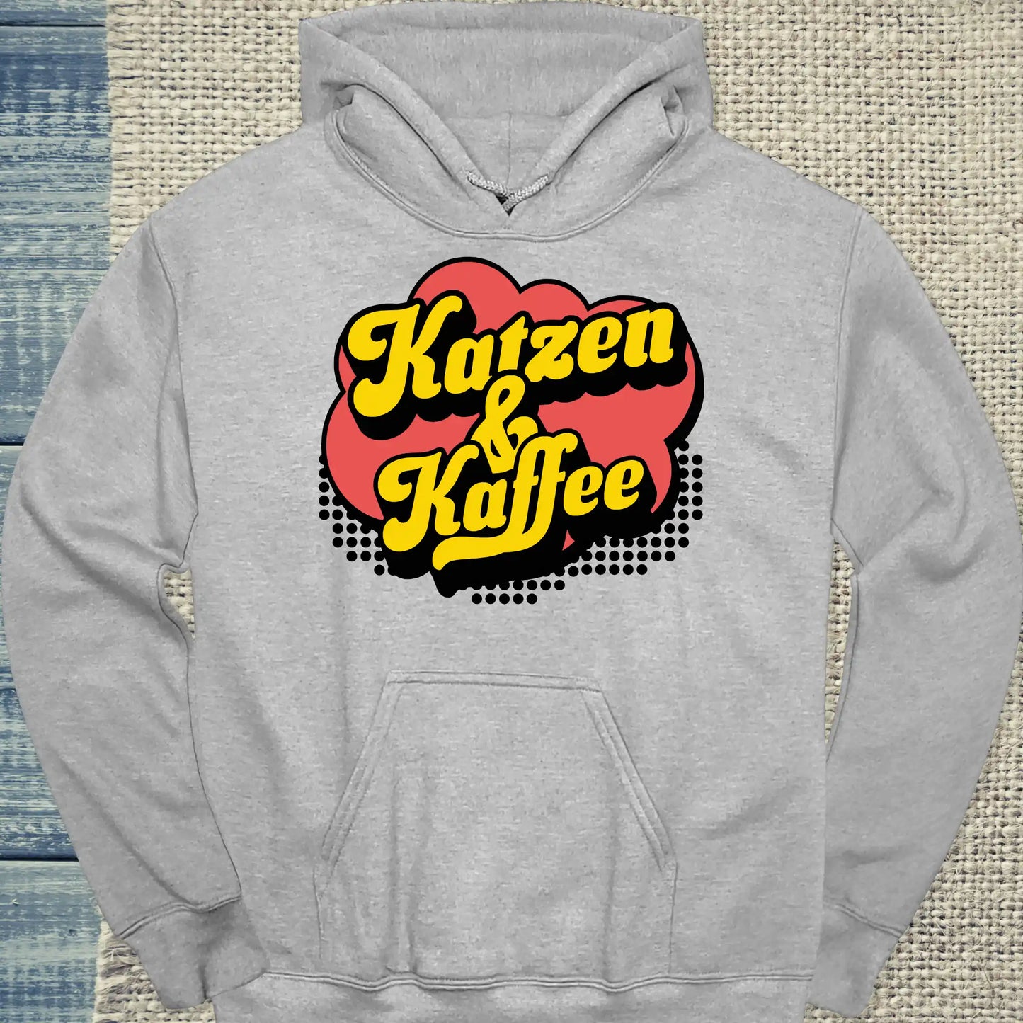 Hoodie - Katzen & Kaffee - Retro - Unisex - Katze & Kaffee Grau