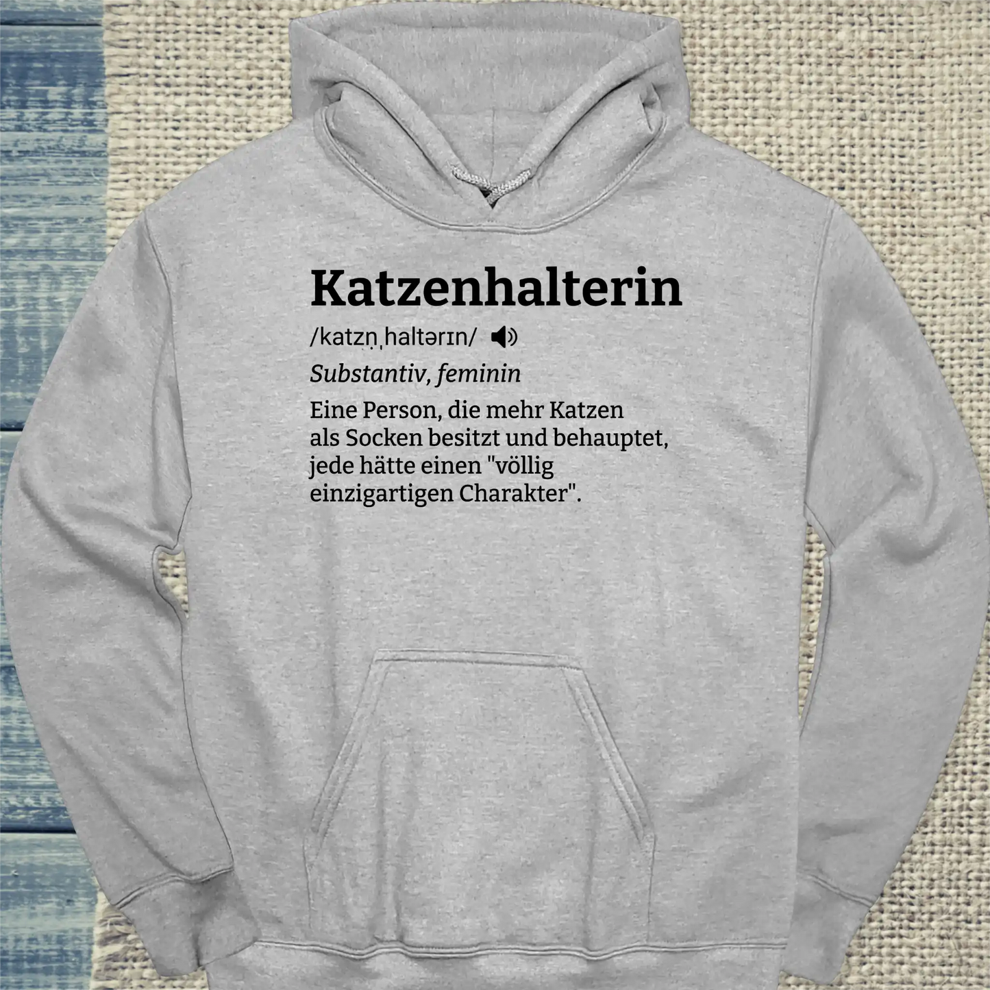 Hoodie - Katzenhalterin - Unisex - Katze, Cat Lady Grau