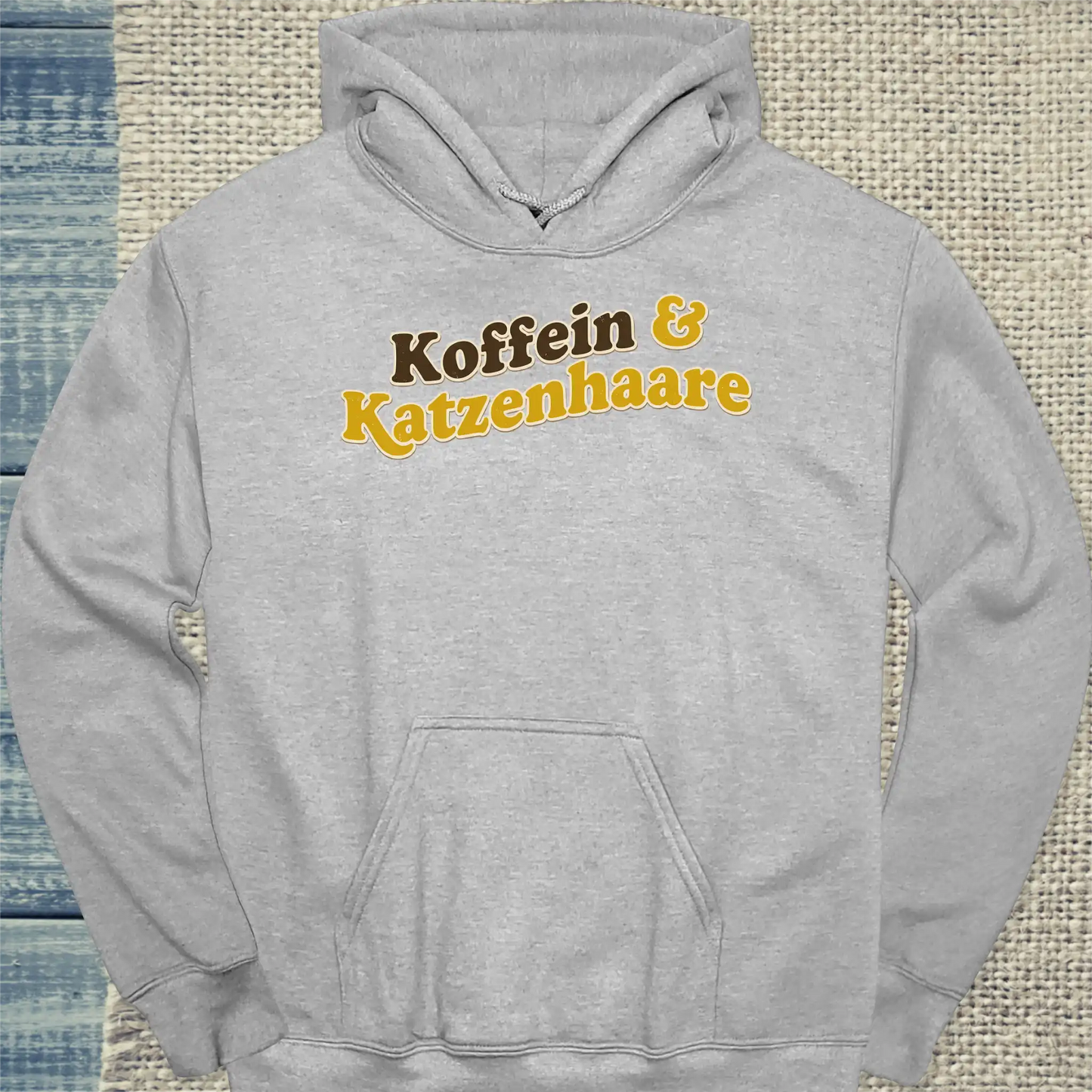 Hoodie - Koffein & Katzenhaare - Unisex - Katze & Kaffee Grau