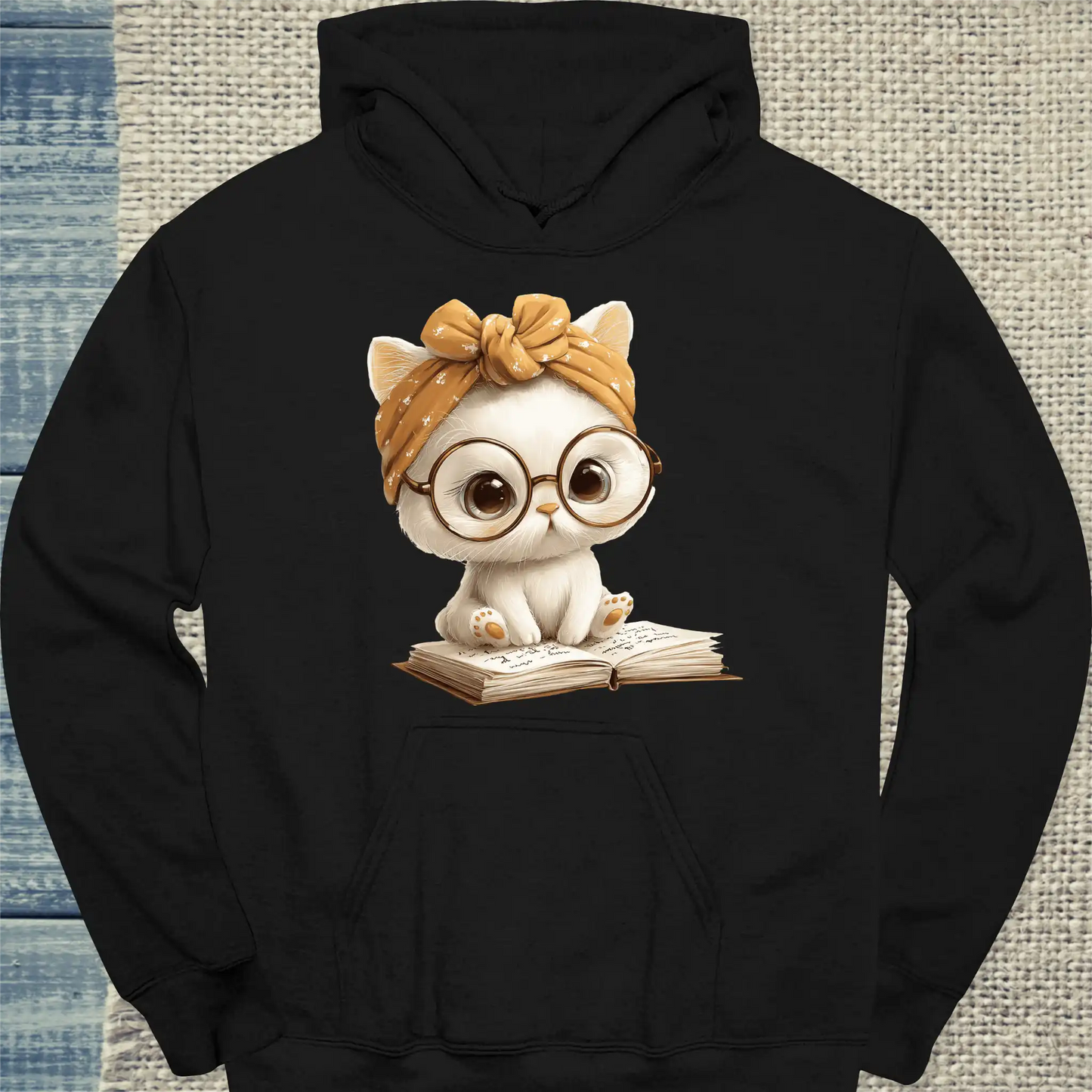 Hoodie - Lesekatze - Unisex - Katze Schwarz