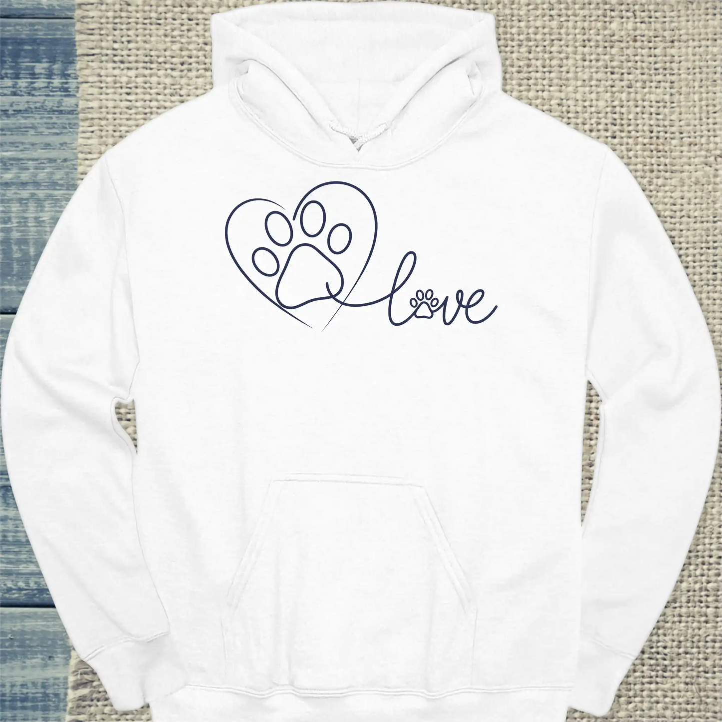 Hoodie - Love - Pfote - Unisex - Katze Weiß