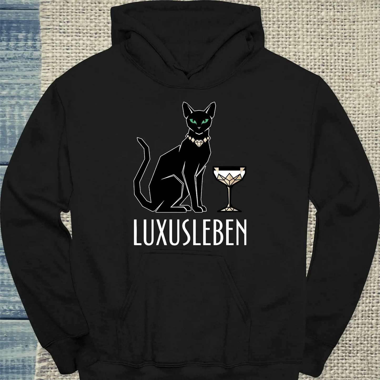 Hoodie - Luxusleben - Unisex - Katze Schwarz
