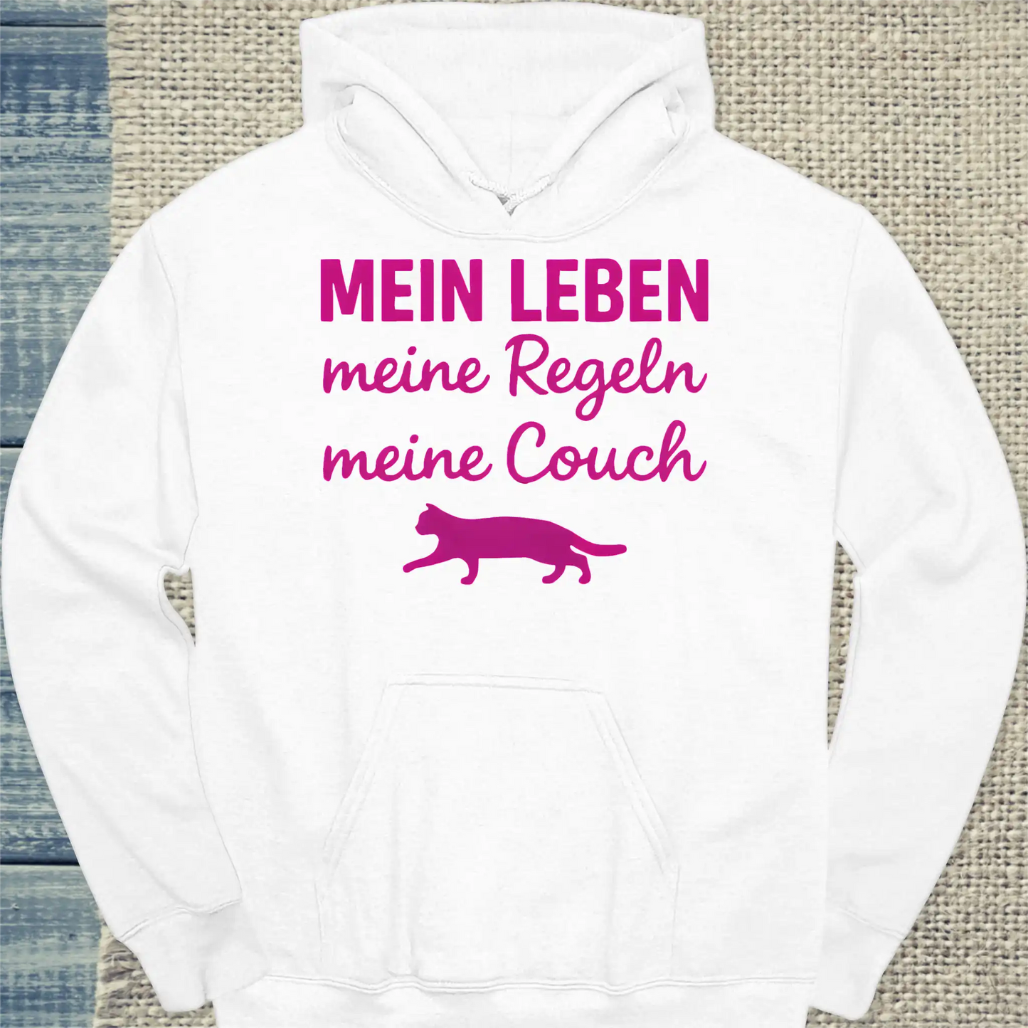 Hoodie - Mein Leben, meine Regeln, meine Couch - Unisex - Katze Weiß