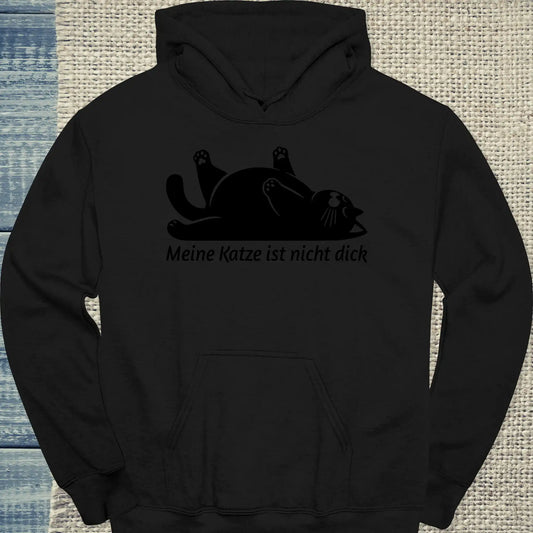 Hoodie - Meine Katze ist nicht dick - Unisex - Katze, Black Edition Schwarz