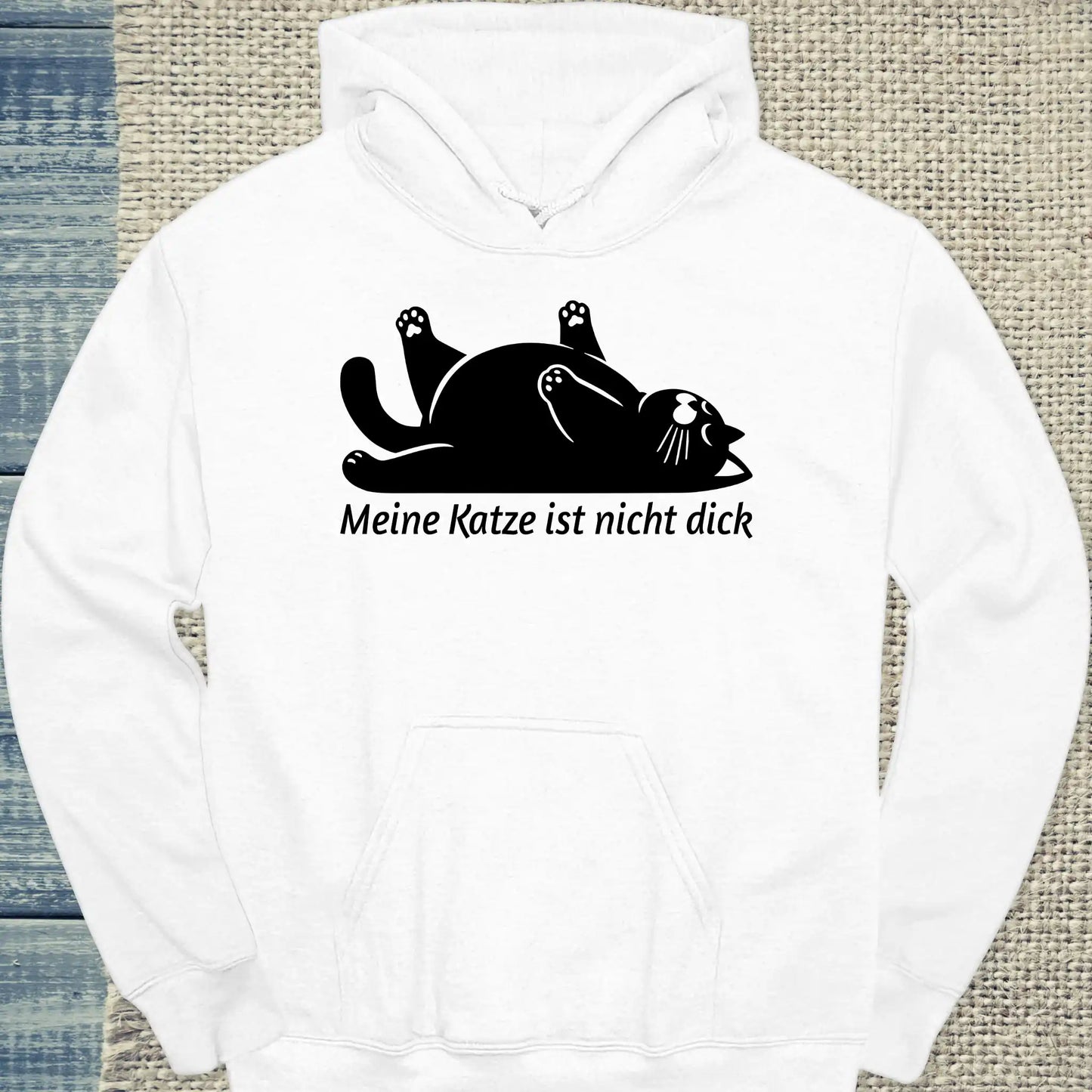 Hoodie - Meine Katze ist nicht dick - Unisex - Katze, Black Edition Weiß