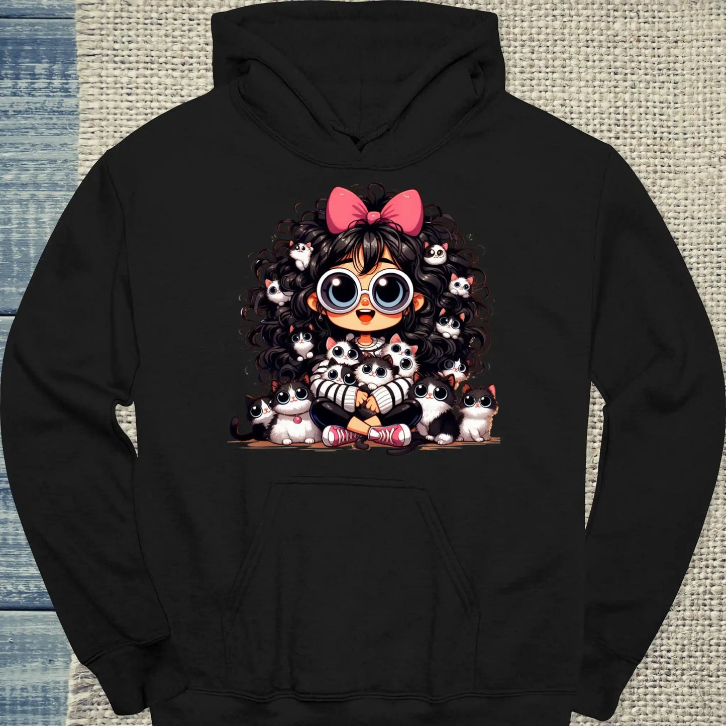 Hoodie - Meine Katzen - Unisex - Katze, Cat Lady Schwarz