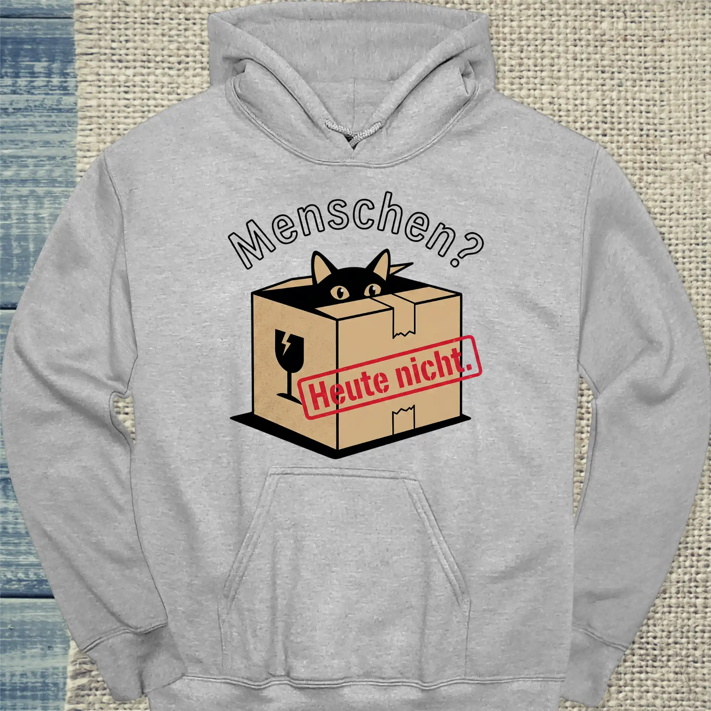 Hoodie - Menschen? Heute nicht. - Unisex - Katze Grau
