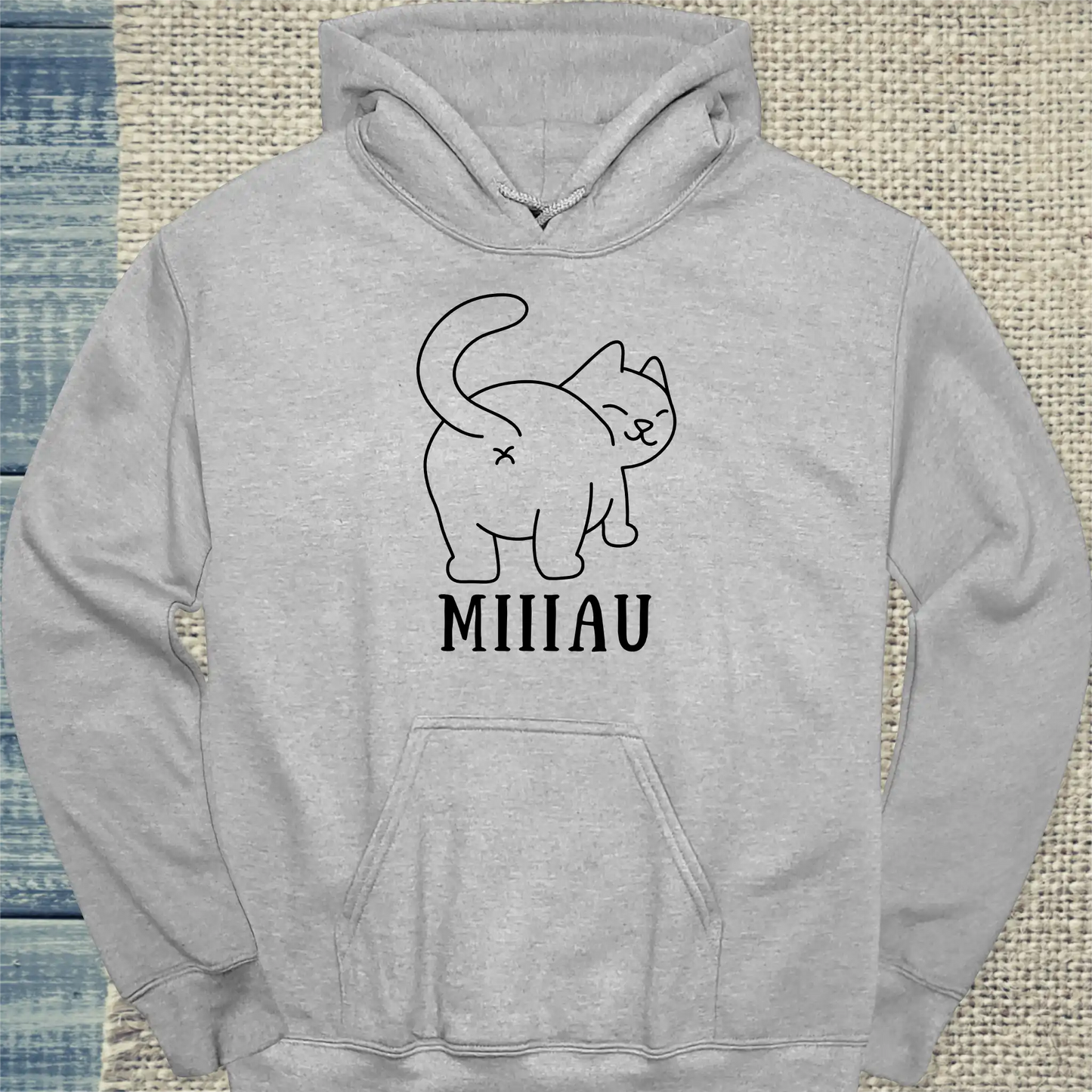 Hoodie - MIIIAU - Unisex - Katze Grau