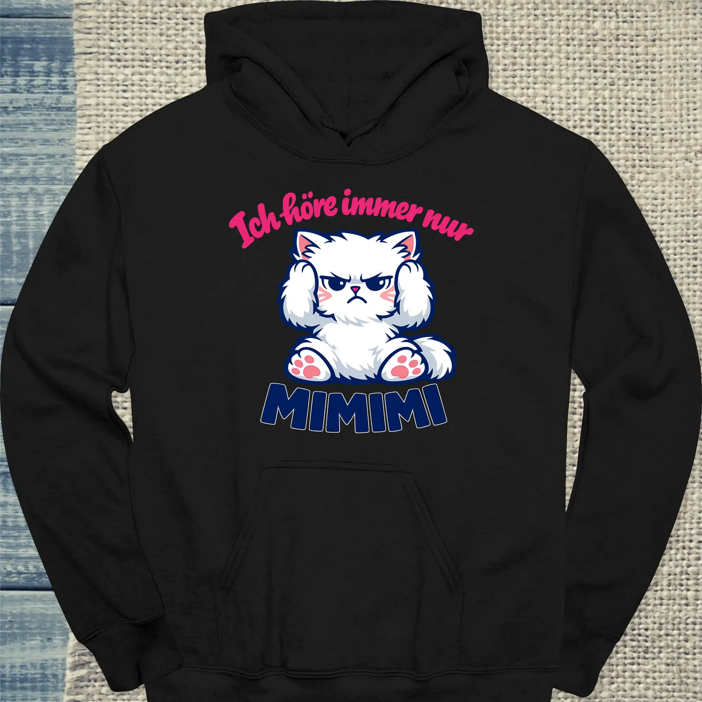 Hoodie - Mimimi - Unisex - Katze Schwarz