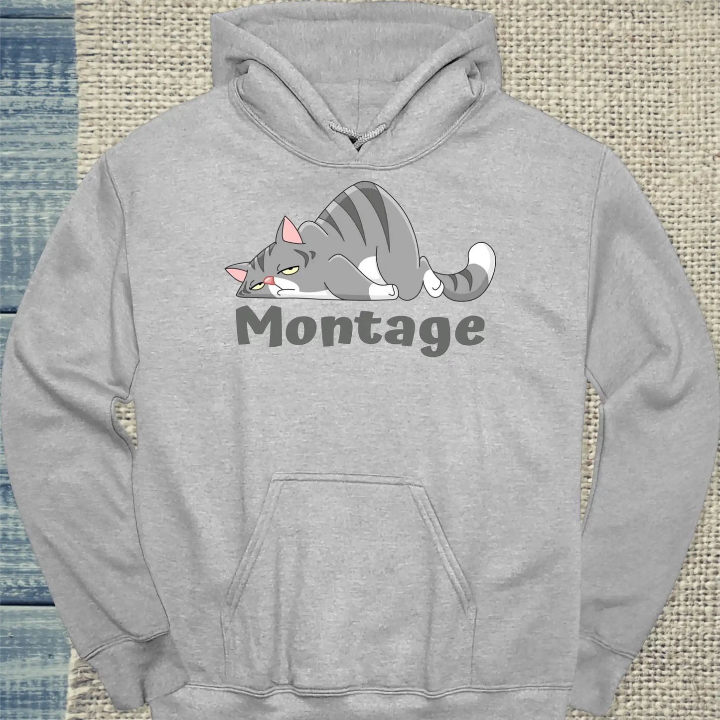 Hoodie - Montage - Unisex - Katze Grau