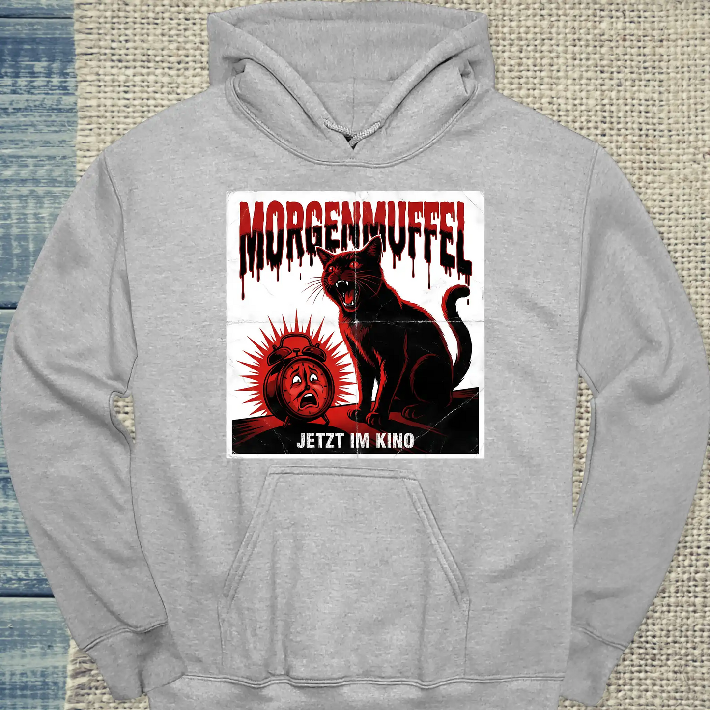 Hoodie - Morgenmuffel - Kino - Unisex - Katze & Kaffee Grau