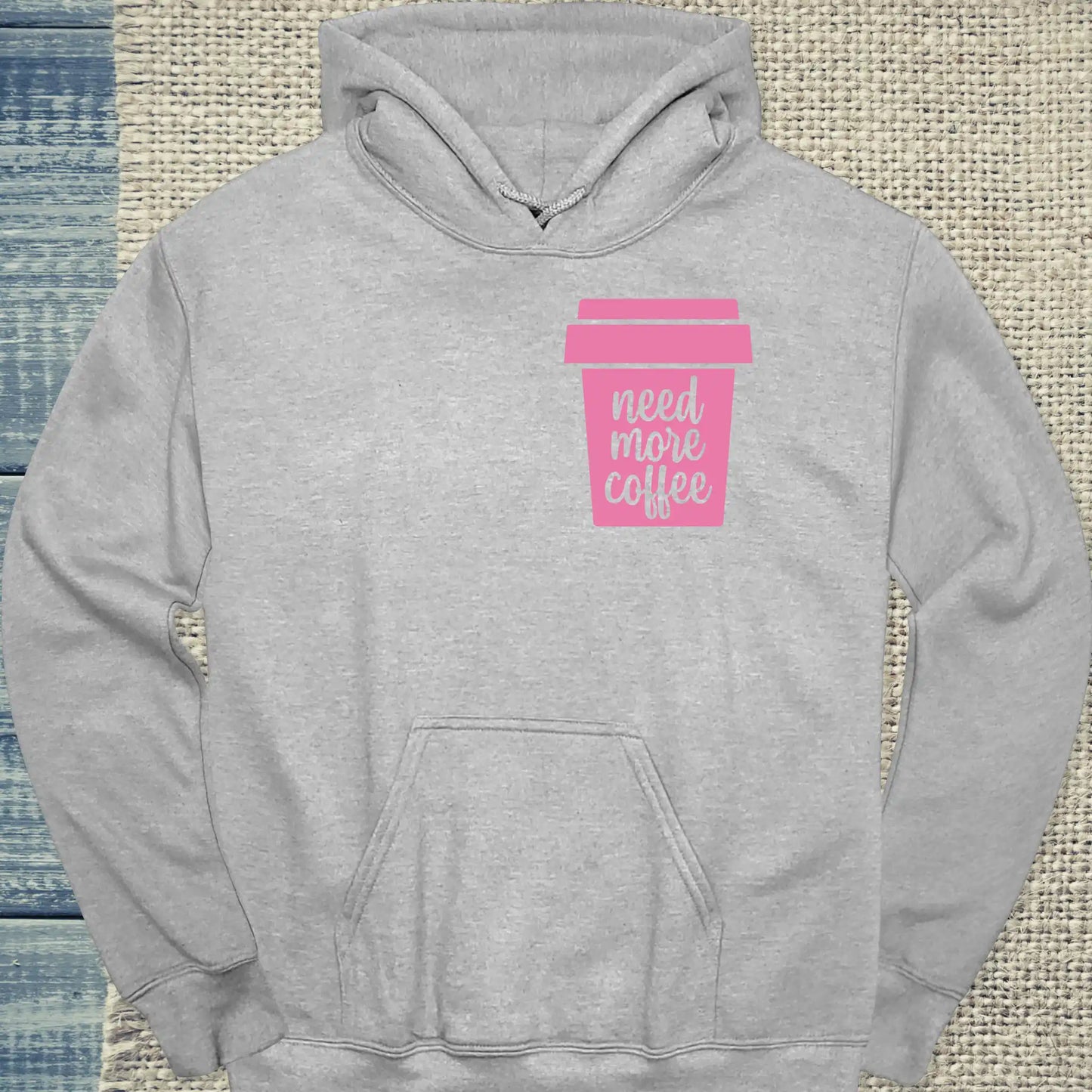 Hoodie - Need More Coffee - Unisex - Kaffee Grau