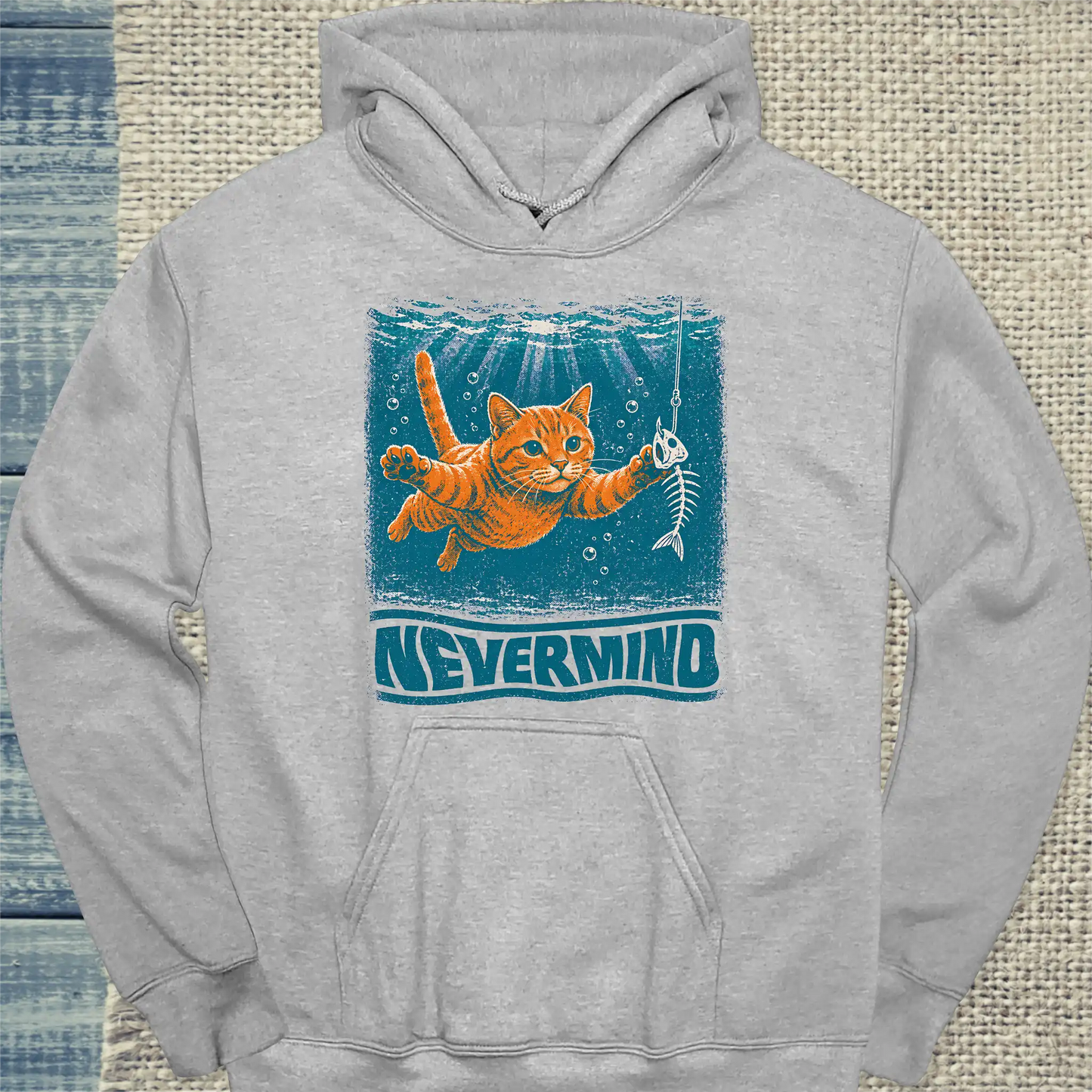 Hoodie - Nevermind - Unisex - Katze, Sommer Grau