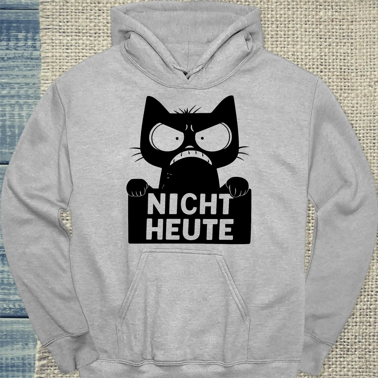 Hoodie - Nicht Heute - Katze - Unisex - Katze, Black Edition Grau