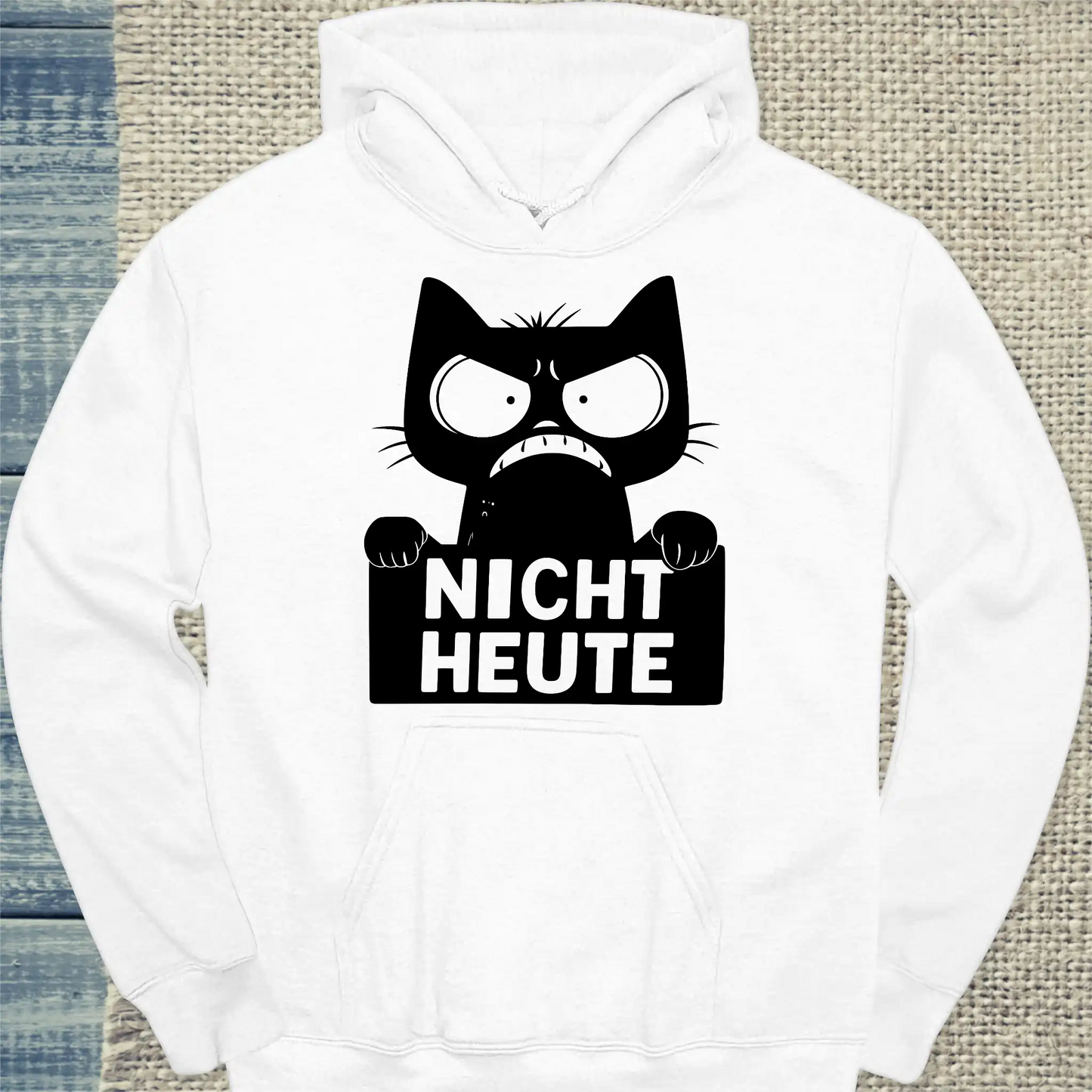Hoodie - Nicht Heute - Katze - Unisex - Katze, Black Edition Weiß