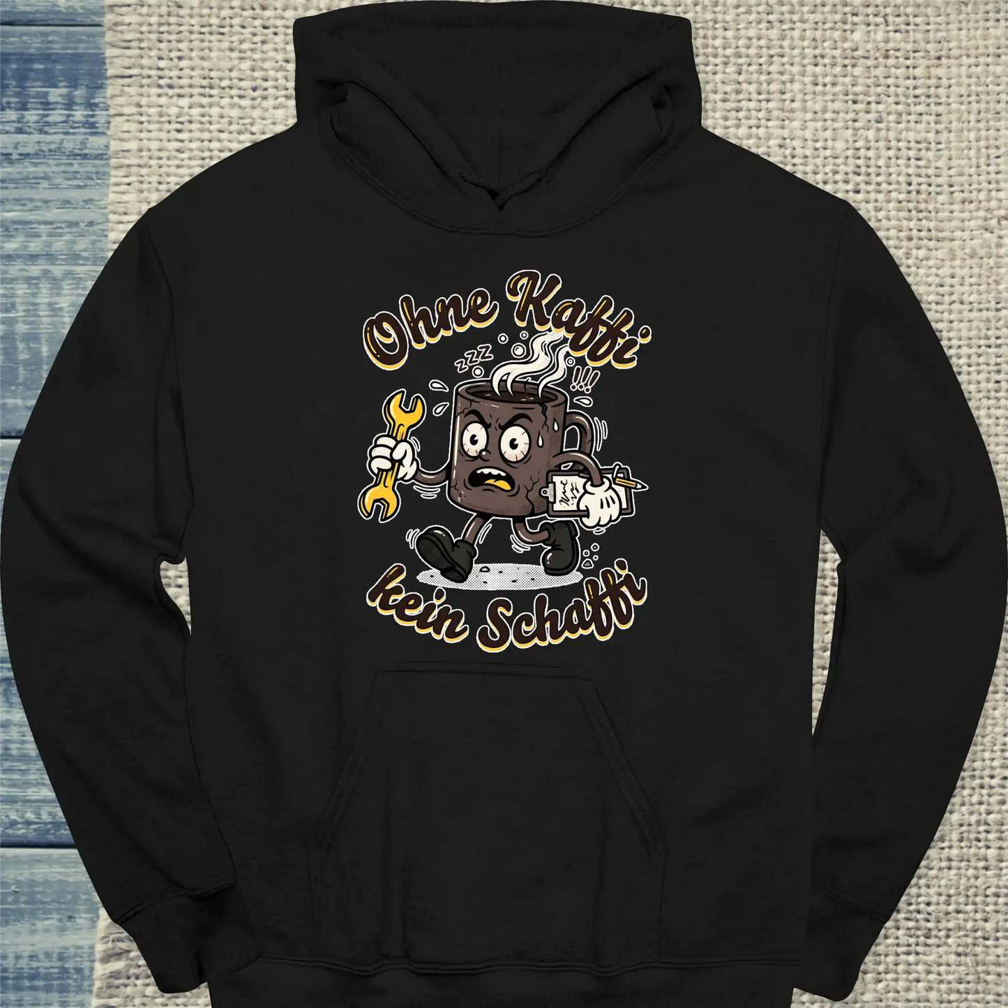 Hoodie - Ohne Kaffi, kein Schaffi - Unisex - Katze, Sommer Schwarz