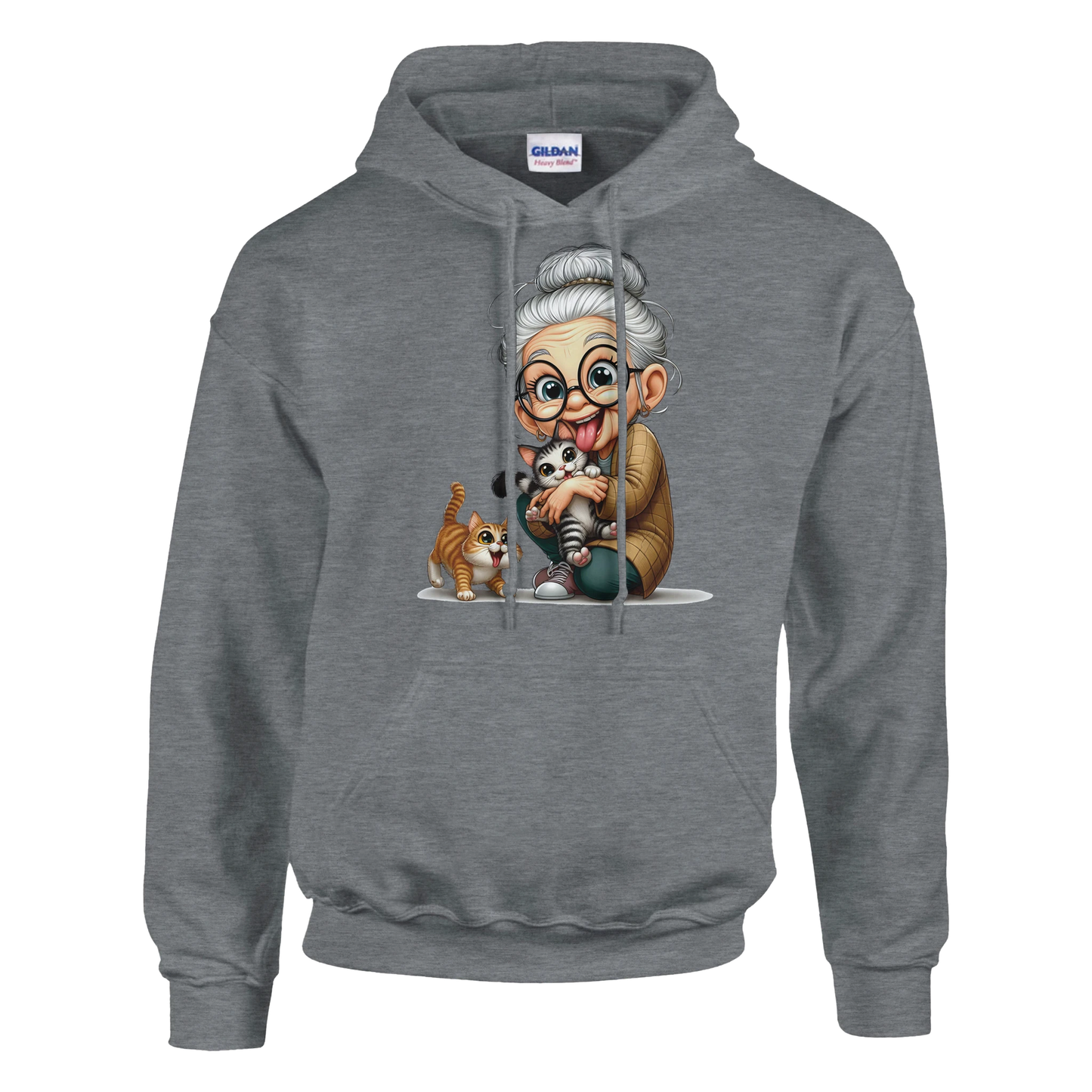 Hoodie - Oma liebt Katzen - Unisex - Kaffee, Cat Lady Grau