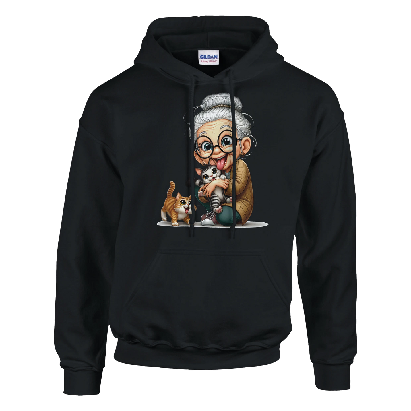 Hoodie - Oma liebt Katzen - Unisex - Kaffee, Cat Lady Schwarz