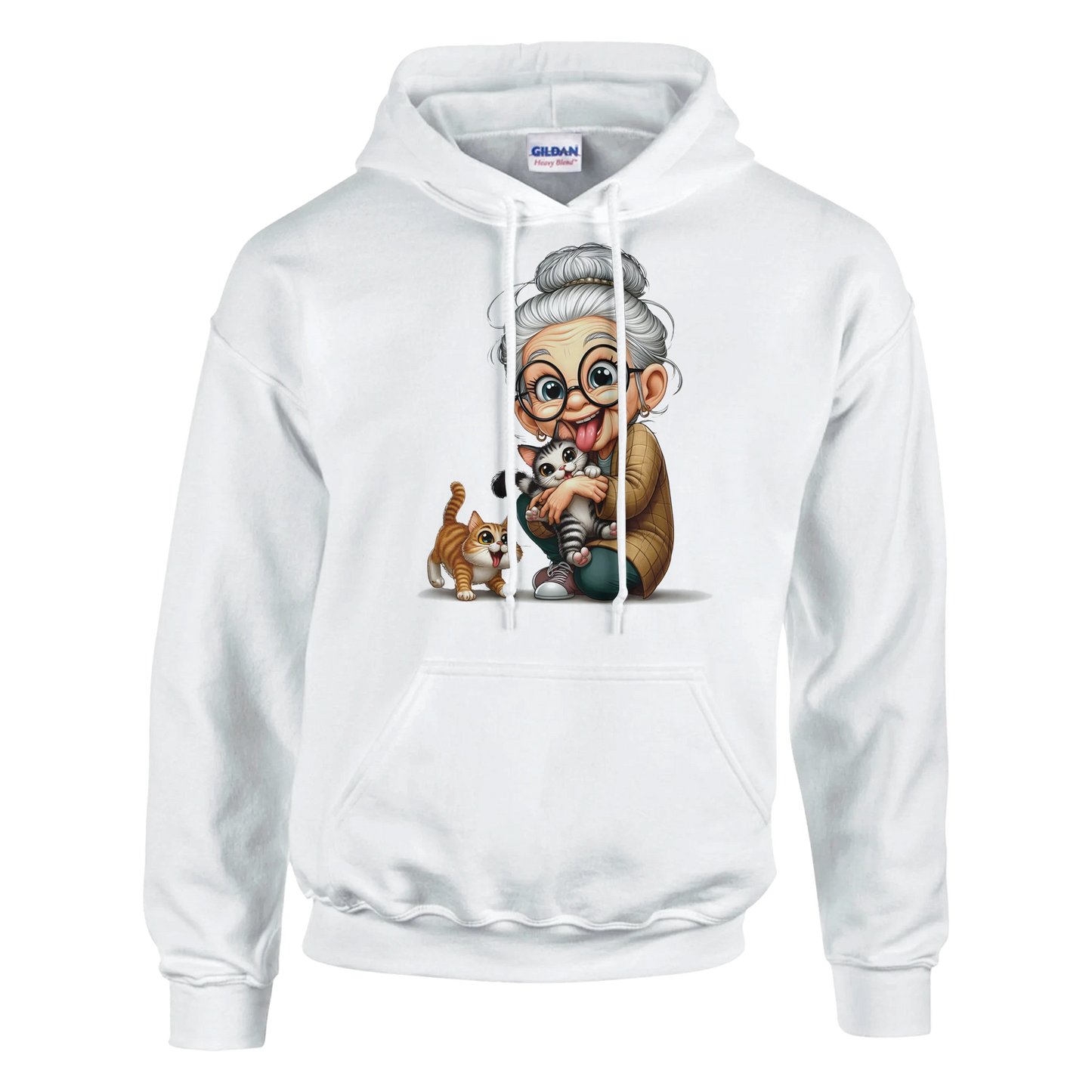 Hoodie - Oma liebt Katzen - Unisex - Kaffee, Cat Lady Weiß