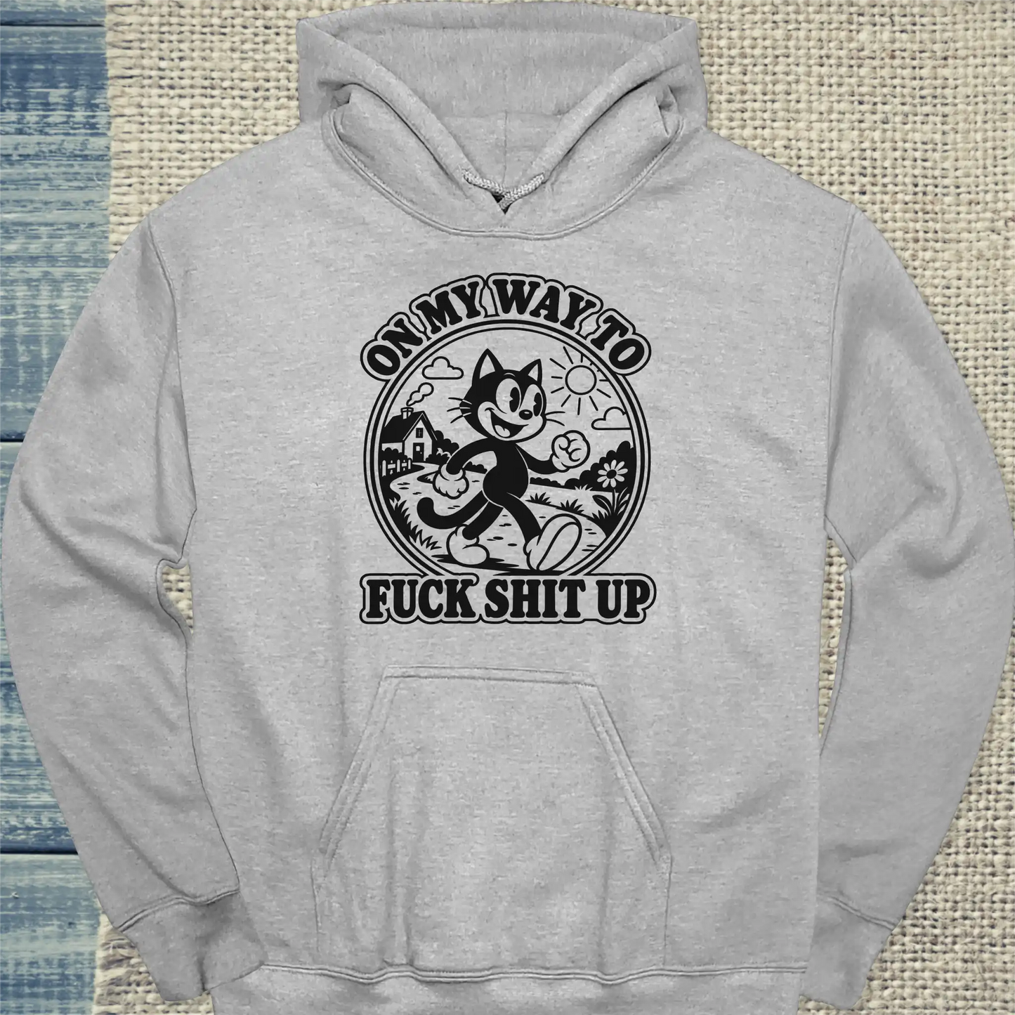 Hoodie - On my Way - Unisex - Katze Grau