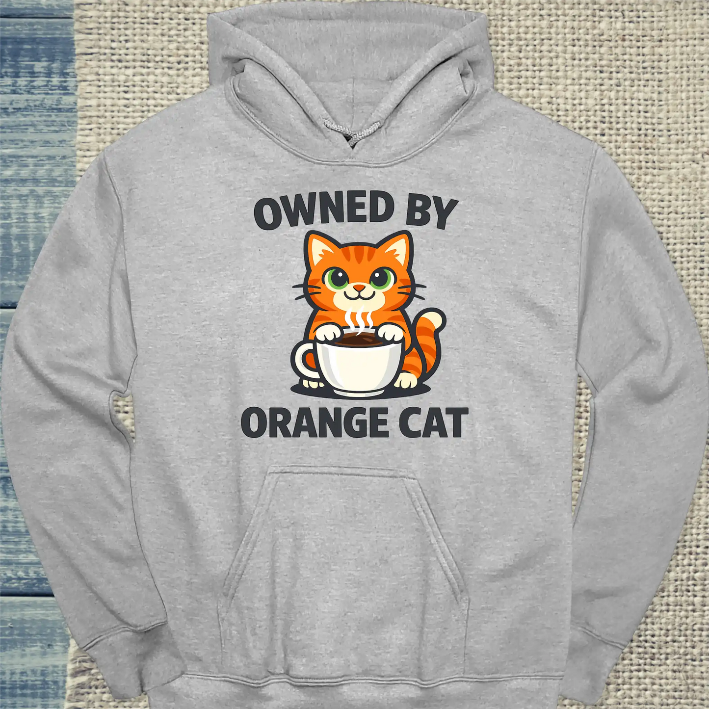 Hoodie - Owned by Orange Cat - Unisex - Katze & Kaffee, Orange Grau