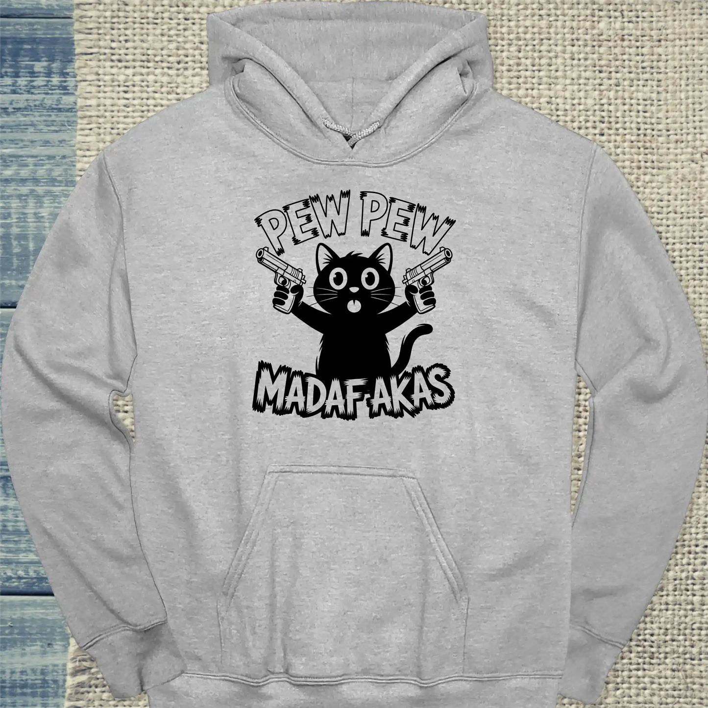 Hoodie - Pew Pew Madafakas Black - Unisex - Katze, Cat Guy Grau