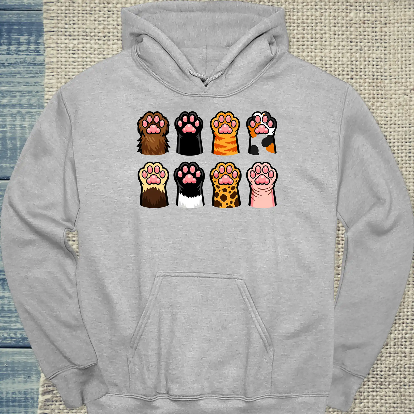 Hoodie - Pfoten - Unisex - Katze Grau