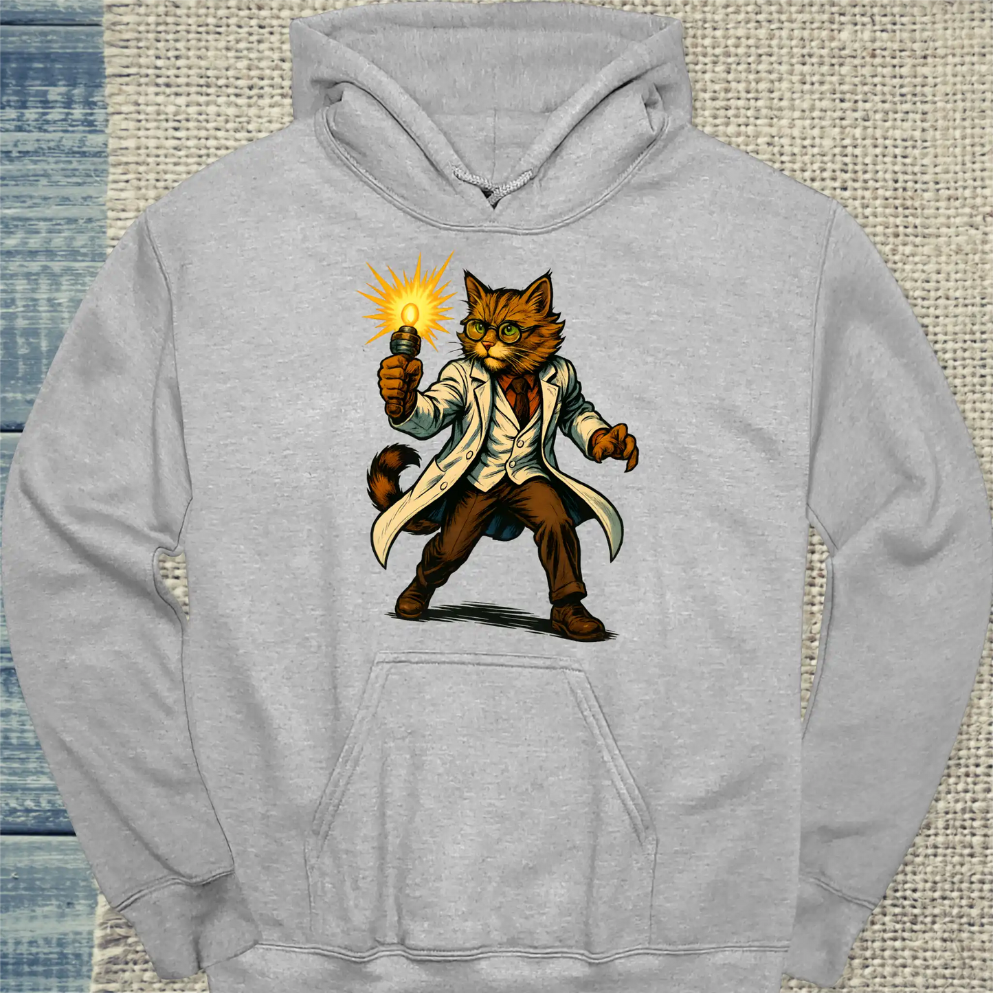 Hoodie - Professor Schnurrfekt - Superpfoten - Unisex - Superpfoten Grau
