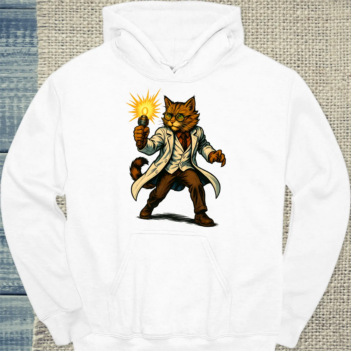Hoodie - Professor Schnurrfekt - Superpfoten - Unisex - Superpfoten Weiß