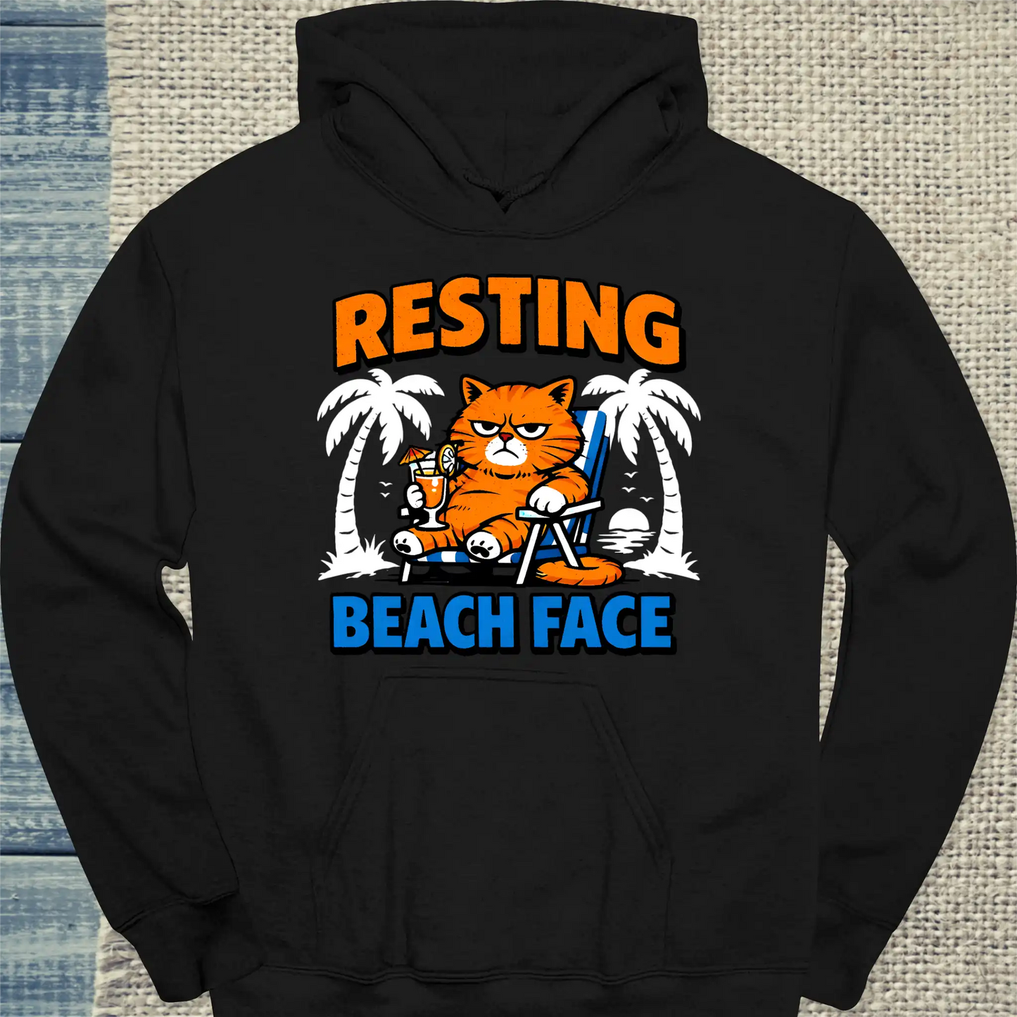 Hoodie - Resting Beach Face - Unisex - Katze, Sommer
