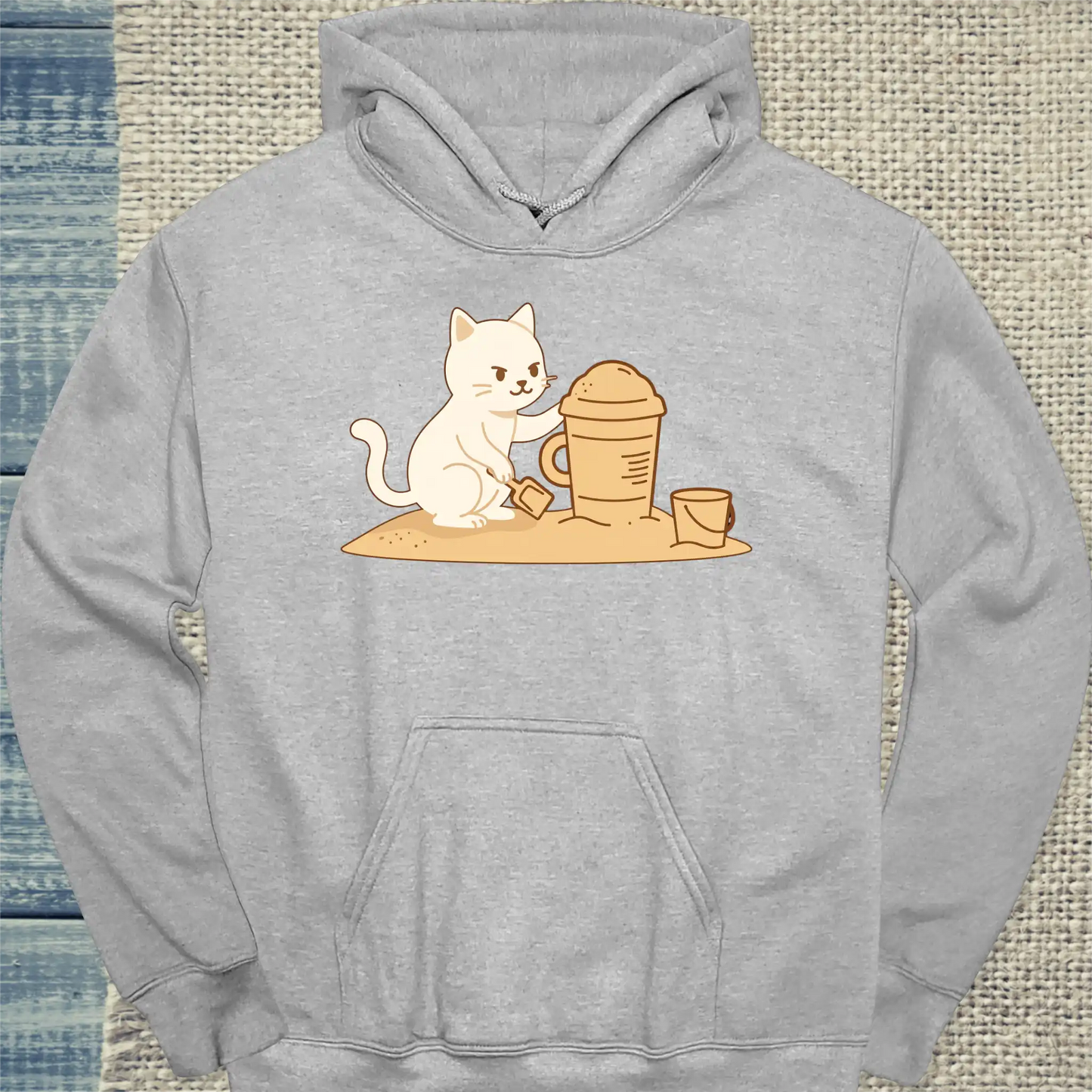 Hoodie - Sandkuchen - Unisex - Katze, Sommer Grau