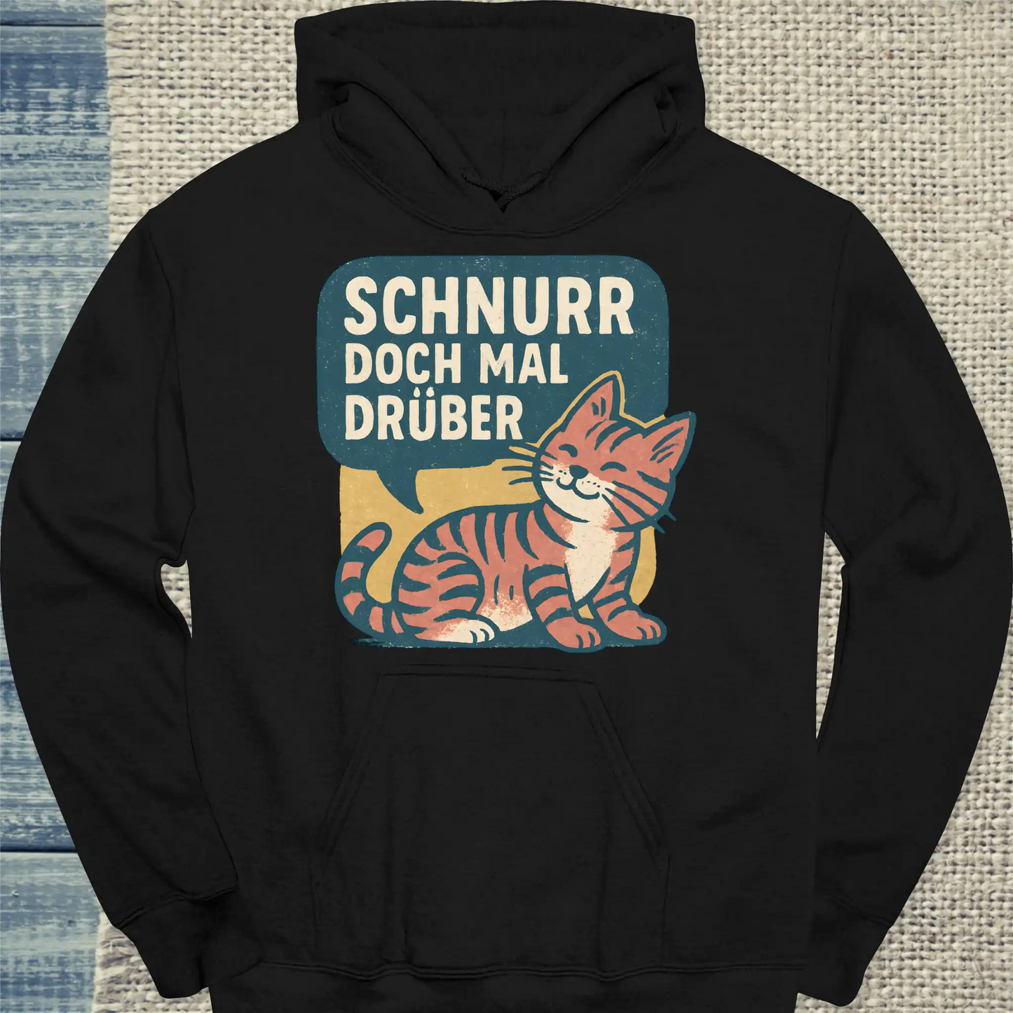 Hoodie - Schnurr doch mal drüber - Unisex - Katze Schwarz